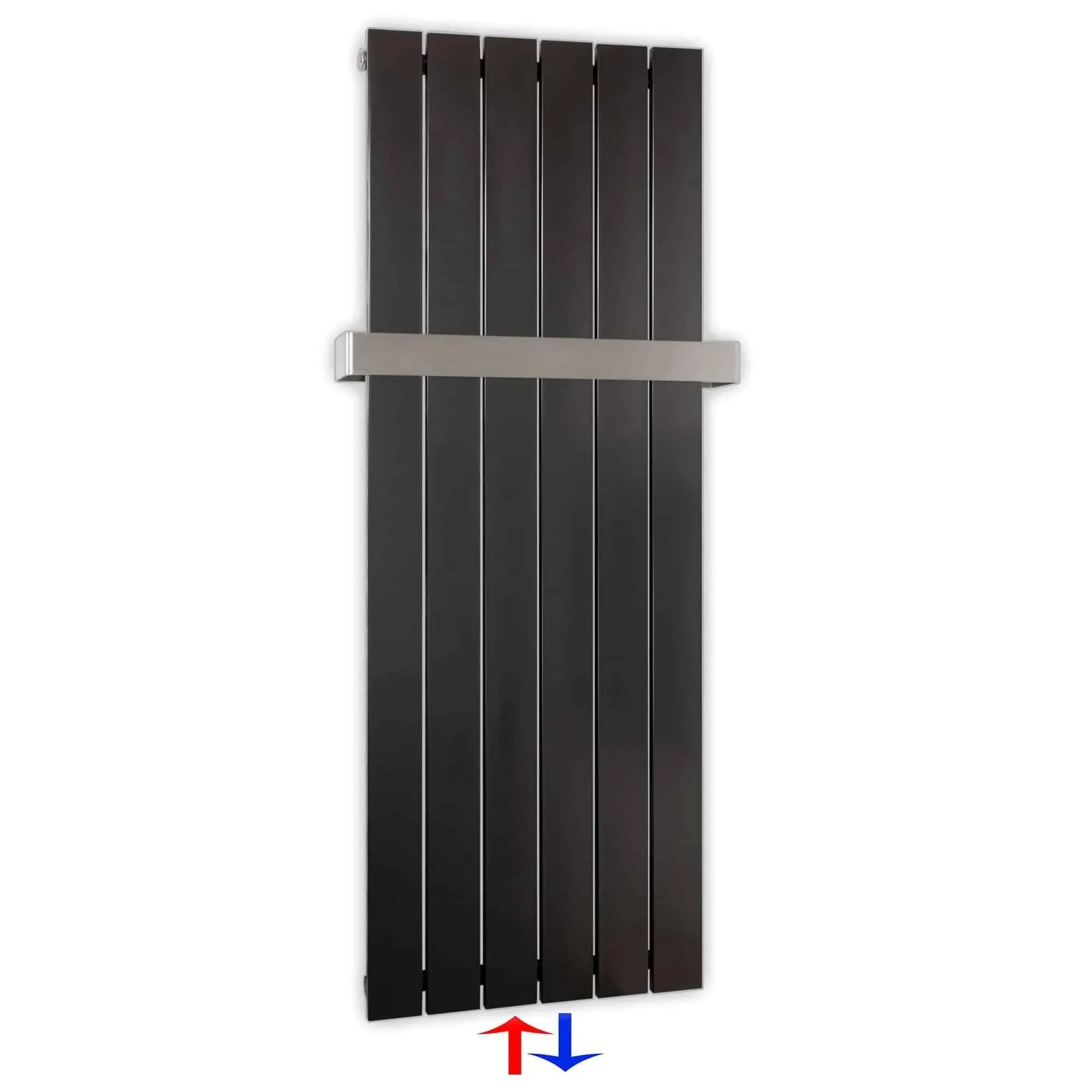 Flachheizkörper mit Mittelanschluss 1200 x 450 mit Handtuchstange anthrazit Heizkörper Badheizkörper flach - heizkoerper.shop