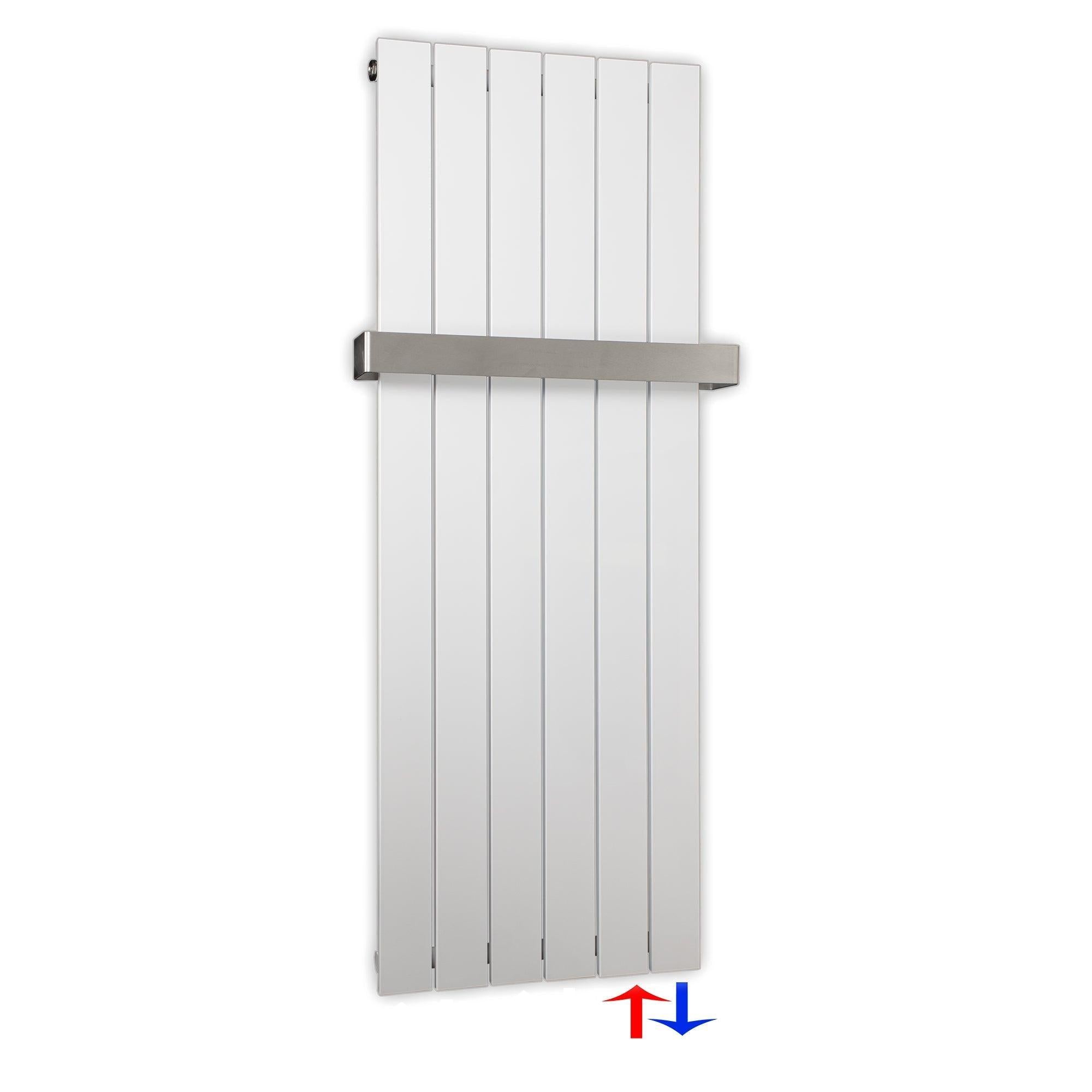 Flachheizkörper 1200 x 450 Handtuchstange Bad Anschluss rechts versetztem Mittelanschluss flach - heizkoerper.shop