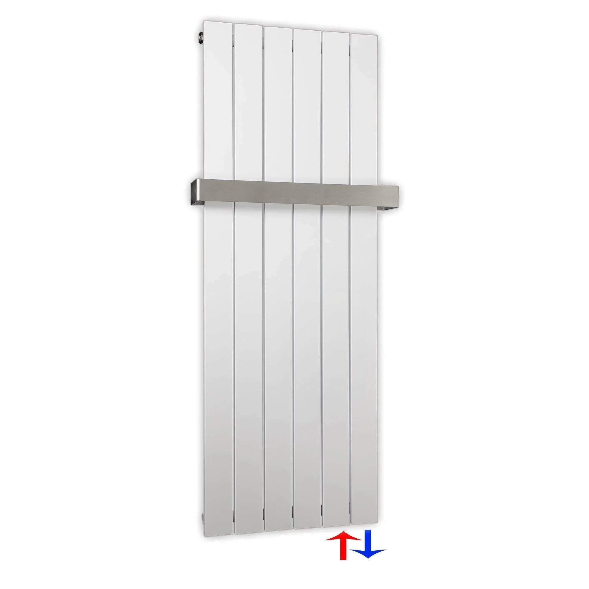 Flachheizkörper 1200 x 450 Handtuchstange Bad Anschluss rechts versetztem Mittelanschluss flach - heizkoerper.shop