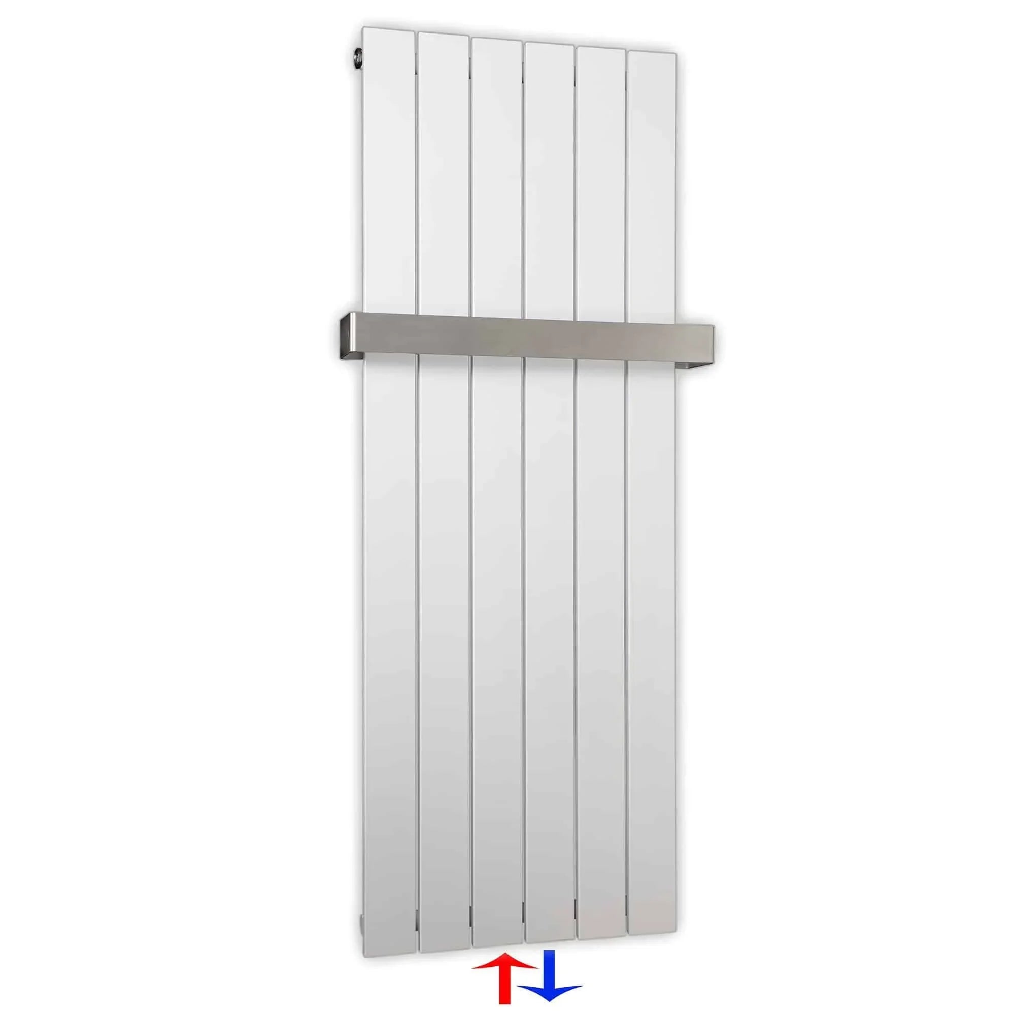 Design Paneelheizkörper vertikal 1200 x 450 mit Handtuchstange weiß Heizkörper Badheizkörper flach Badezimmer Heizung - heizkoerper.shop