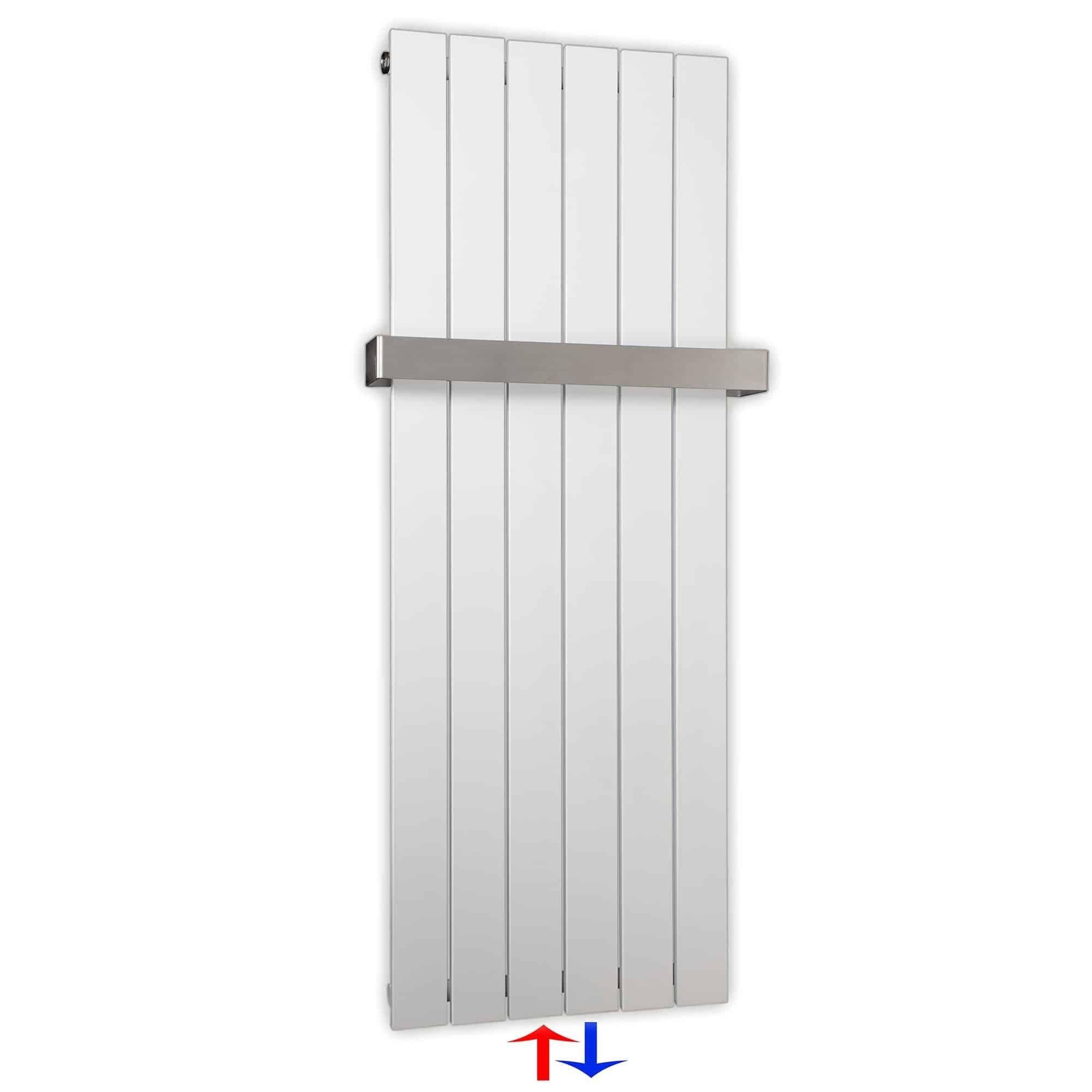 Flachheizkörper mit Mittelanschluss 1200 x 450 mit Handtuchstange weiß Heizkörper Badheizkörper flach Badezimmer Heizung - heizkoerper.shop