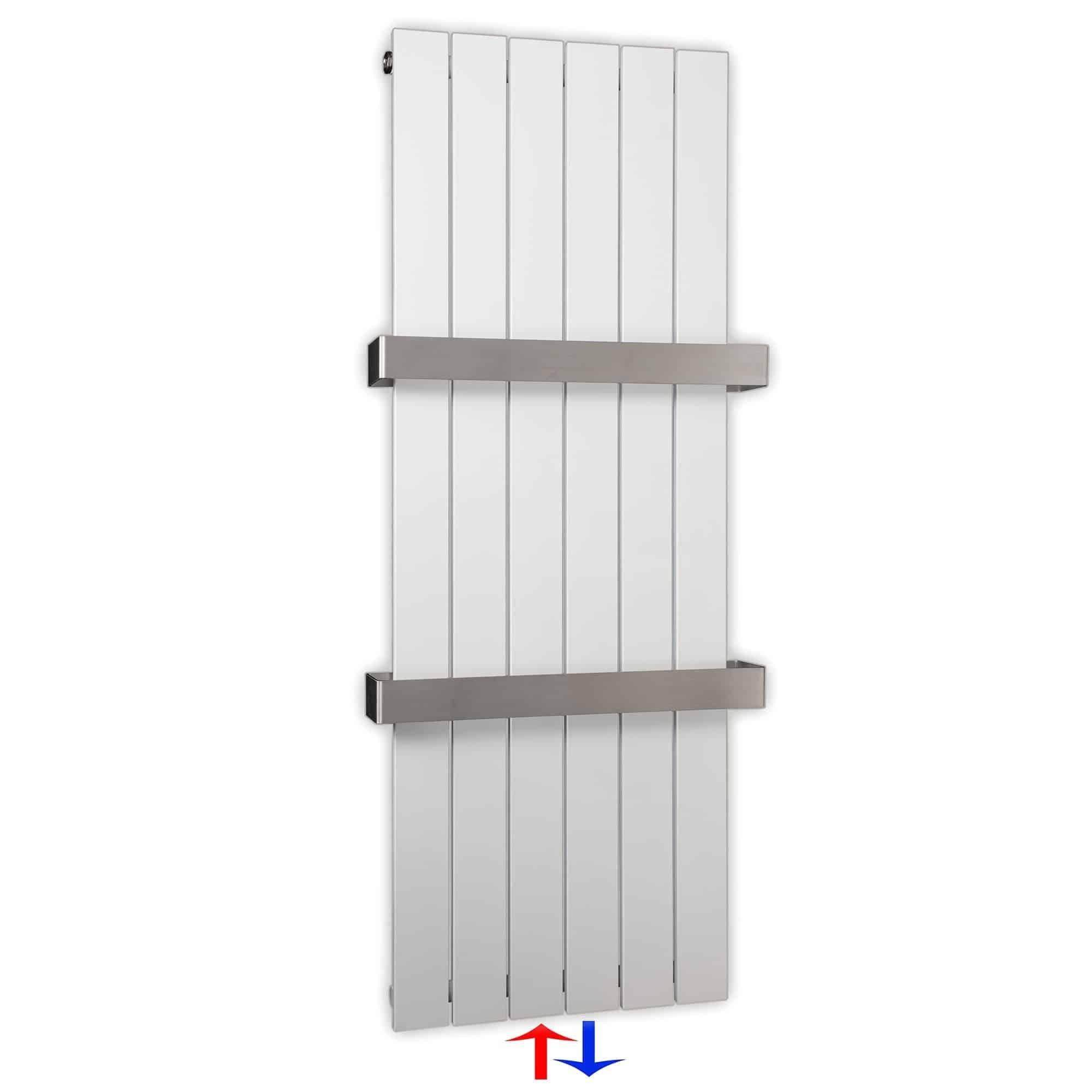 Flachheizkörper mit Mittelanschluss 1200 x 450 mit Handtuchstangen weiß Heizkörper Badheizkörper flach Badezimmer Heizung - heizkoerper.shop