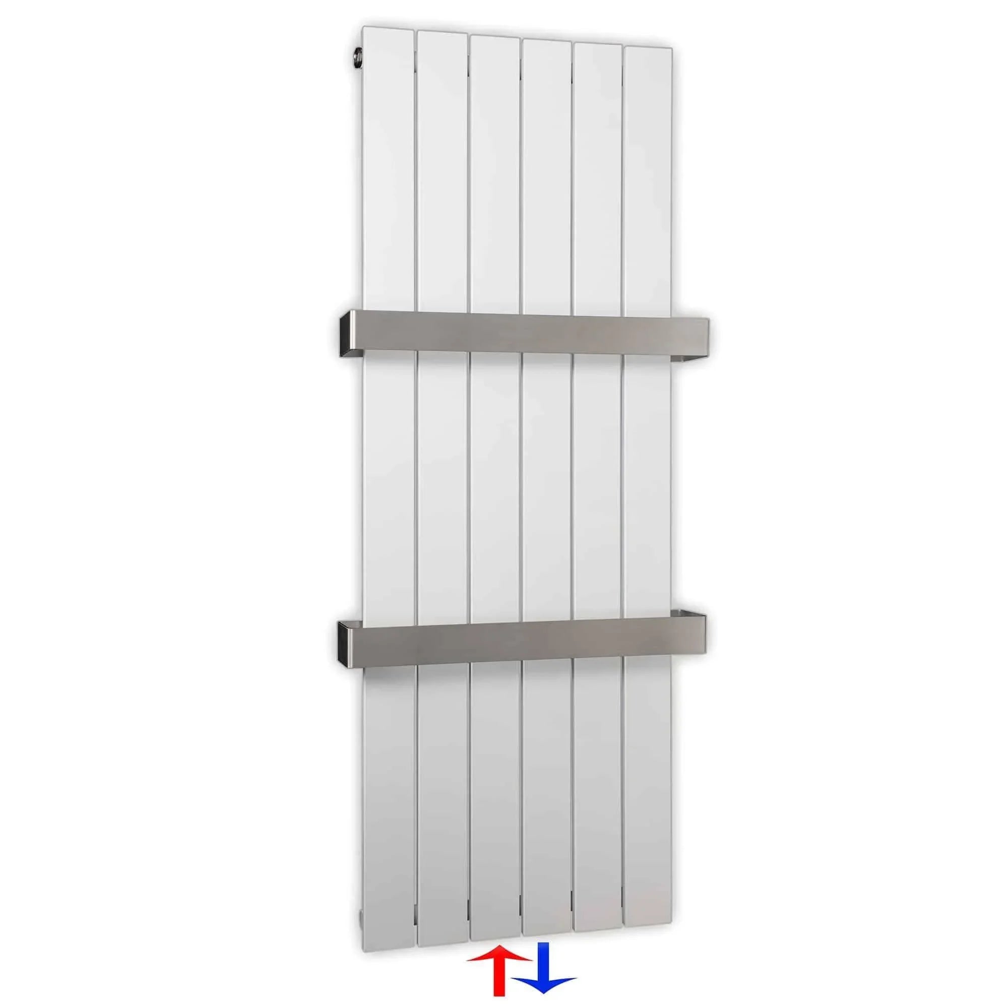 Flachheizkörper mit Mittelanschluss 1200 x 450 mit Handtuchstangen weiß Heizkörper Badheizkörper flach Badezimmer Heizung - heizkoerper.shop