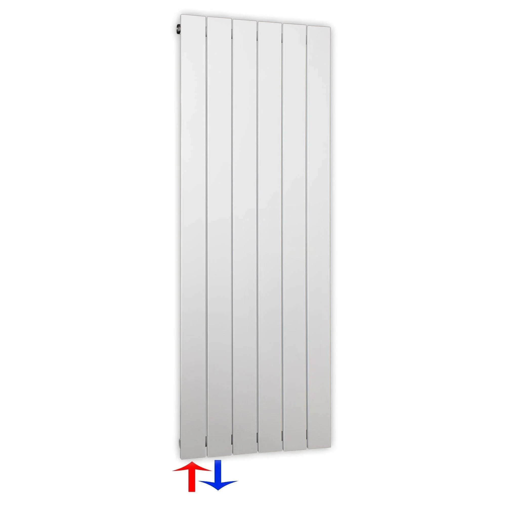 Flachheizkörper 1200 x 450 mit Anschluss links | mit versetztem Mittelanschluss flach - heizkoerper.shop