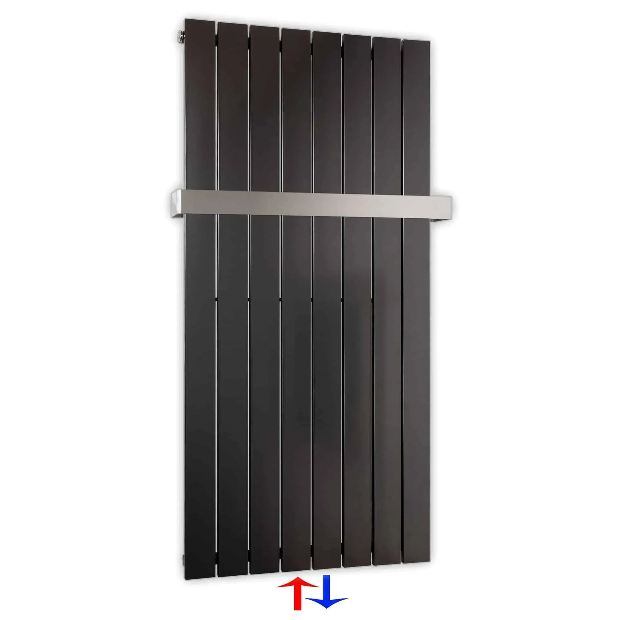 Flachheizkörper mit Mittelanschluss 1200 x 602 mit Handtuchstange anthrazit Heizkörper Badheizkörper flach - heizkoerper.shop
