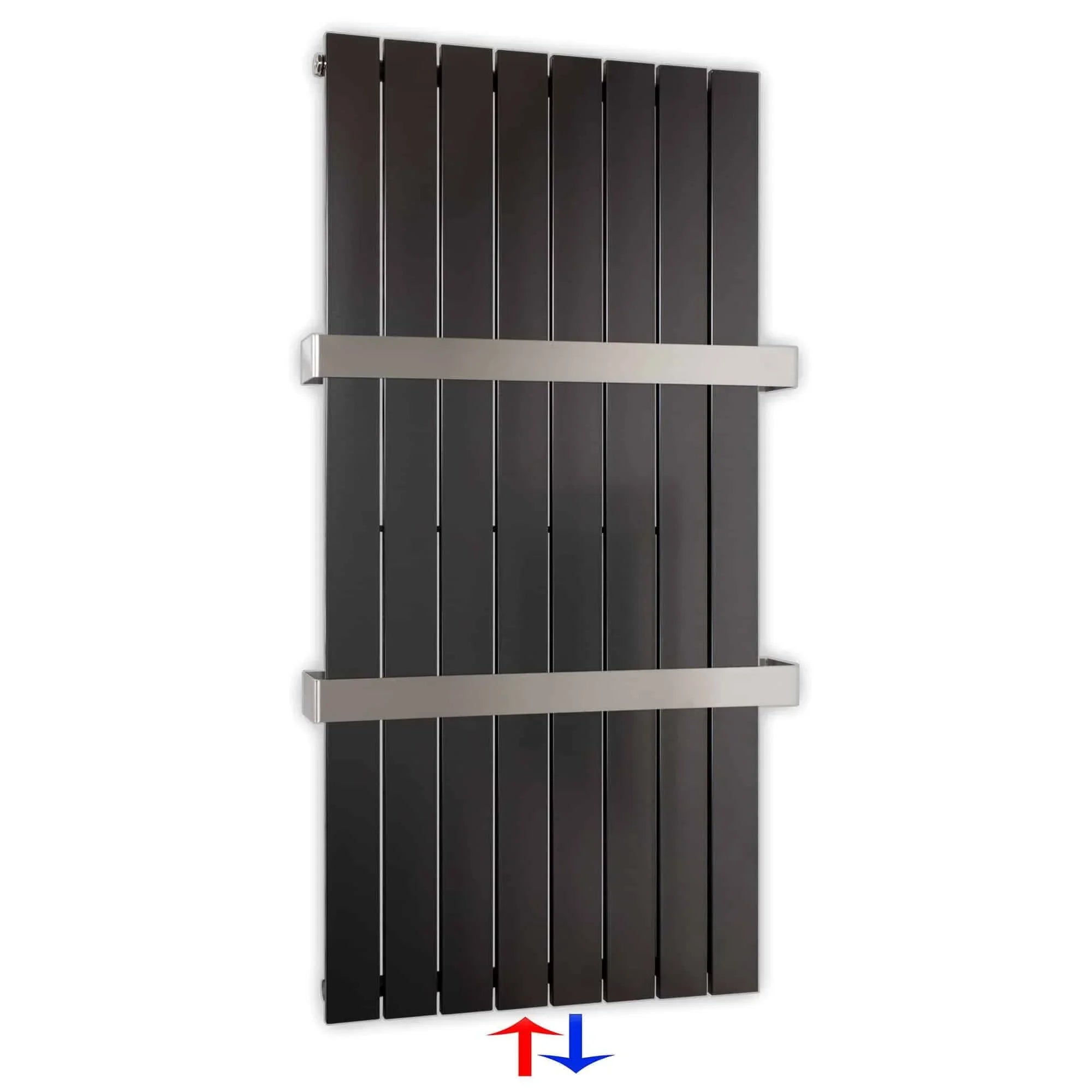 Design Paneelheizkörper vertikal 1200 x 602 mit Handtuchstangen anthrazit Heizkörper Badheizkörper flach - heizkoerper.shop