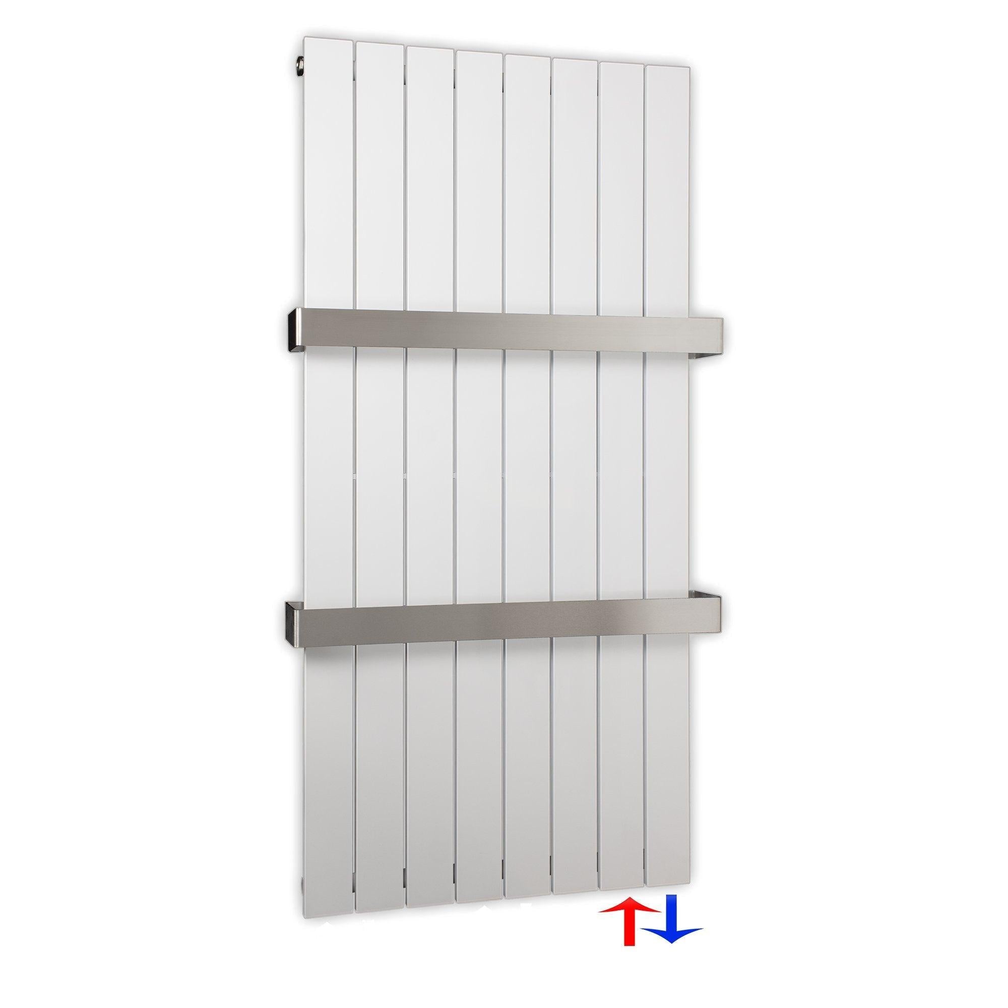 Flachheizkörper 1200 x 602 Handtuchstangen Bad Anschluss rechts versetztem Mittelanschluss flach - heizkoerper.shop