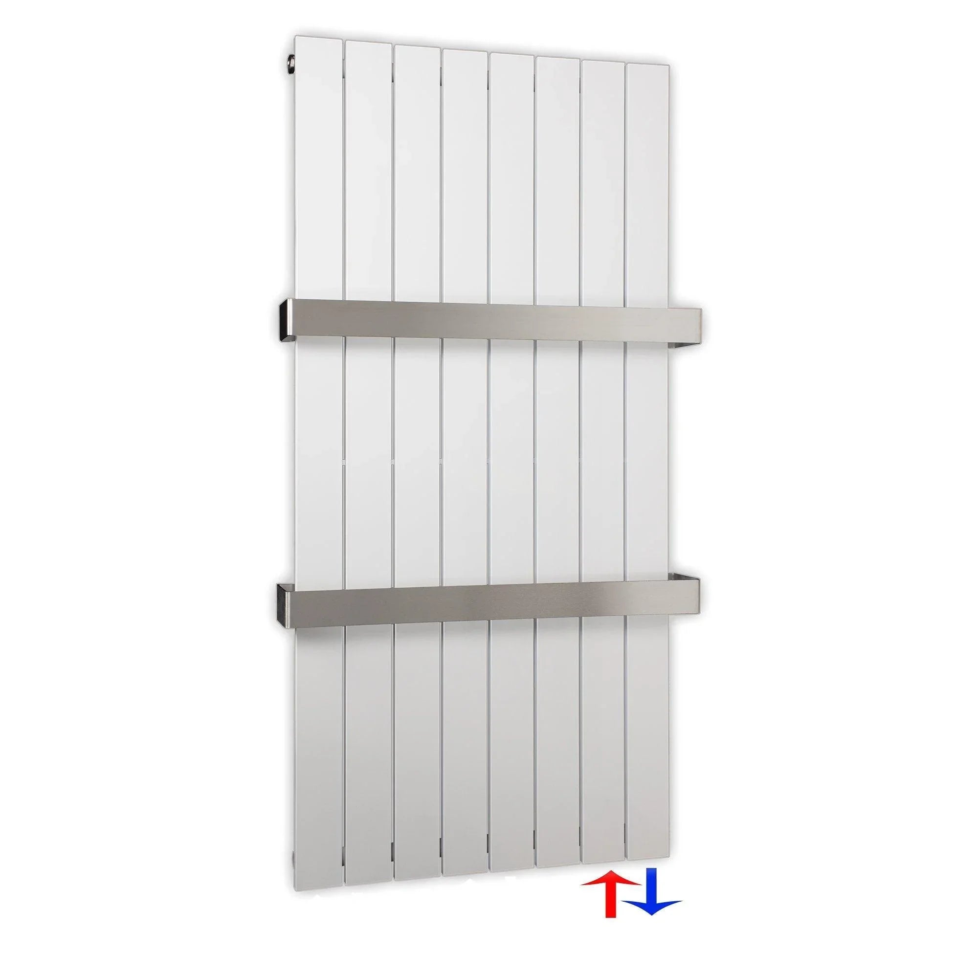 Flachheizkörper 1200 x 602 Handtuchstangen Bad Anschluss rechts versetztem Mittelanschluss flach - heizkoerper.shop