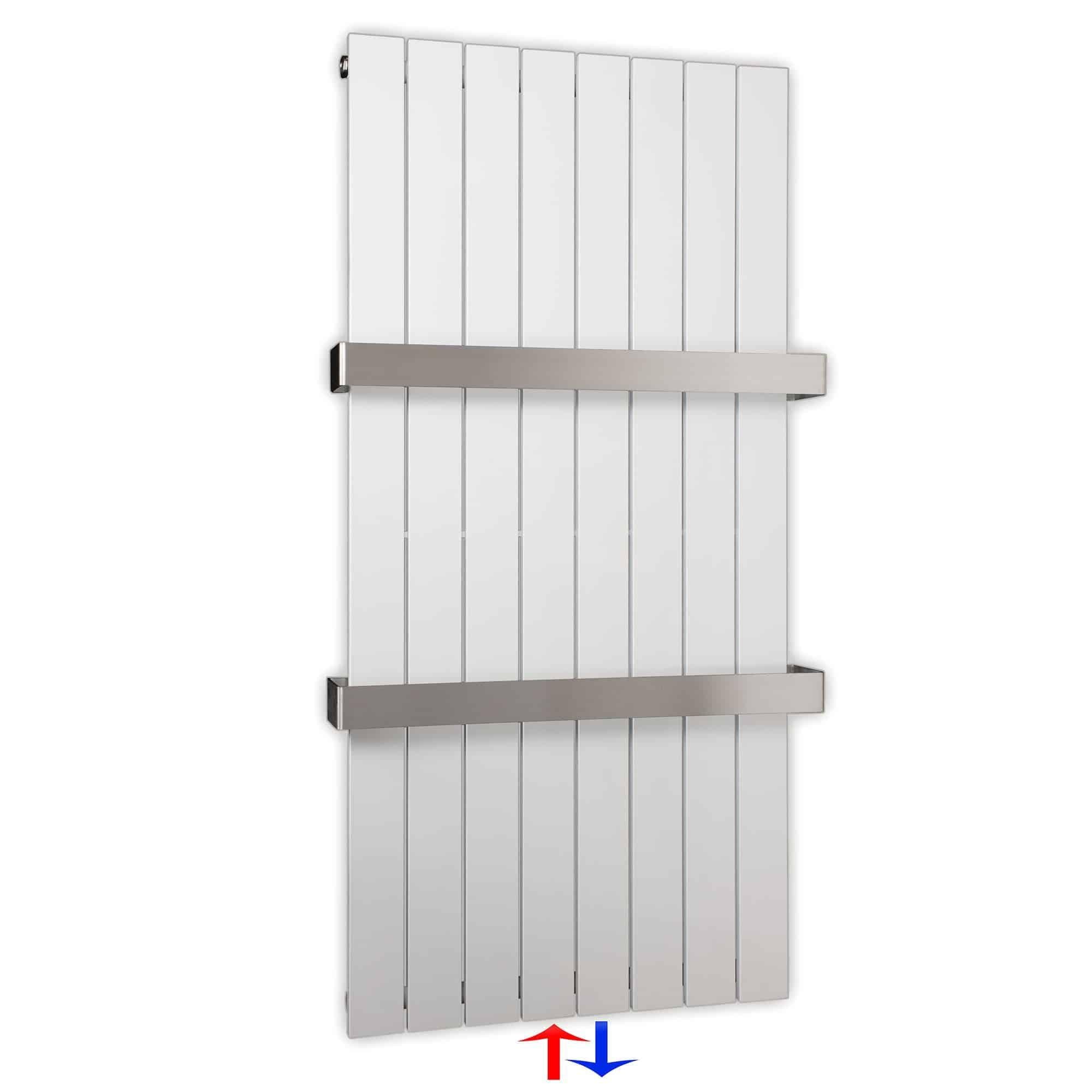 Flachheizkörper mit Mittelanschluss 1200 x 602 mit Handtuchstangen weiß Heizkörper Badheizkörper flach Badezimmer Heizung - heizkoerper.shop