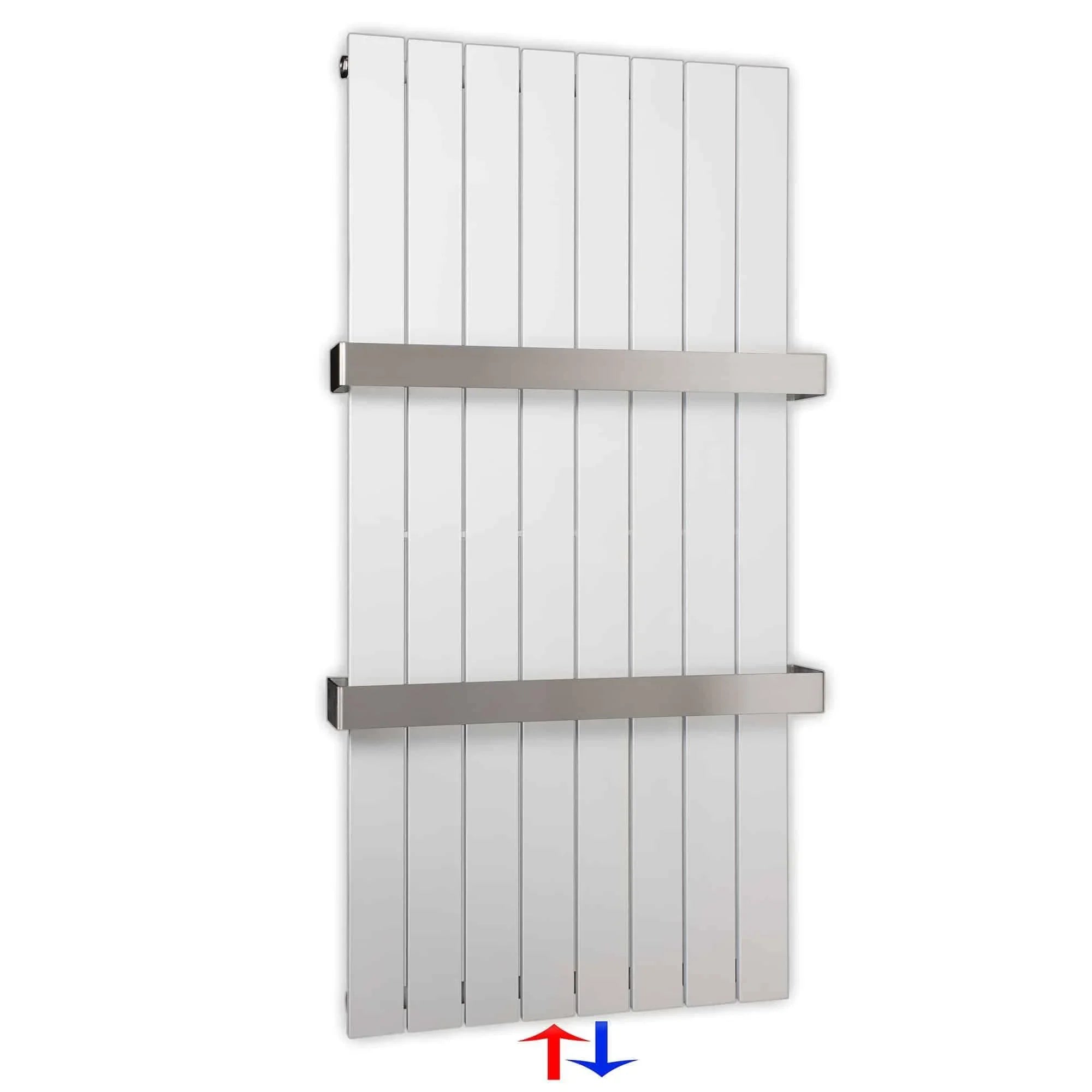 Flachheizkörper mit Mittelanschluss 1200 x 602 mit Handtuchstangen weiß Heizkörper Badheizkörper flach Badezimmer Heizung - heizkoerper.shop