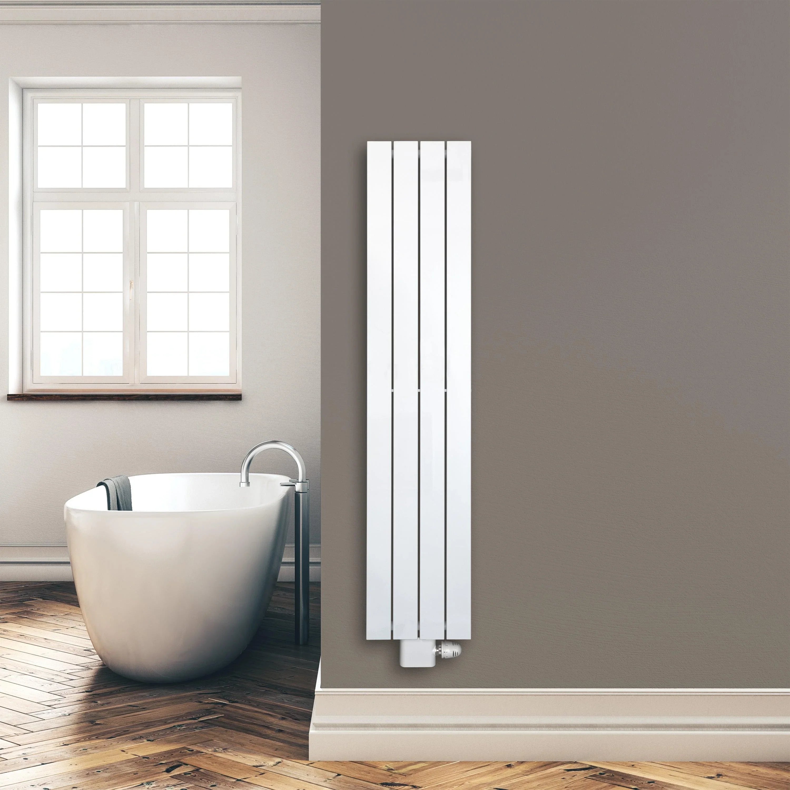 Flachheizkörper 1500 x 298 mm mit Mittelanschluss weiß Heizkörper Heizung im Badezimmer - heizkoerper.shop