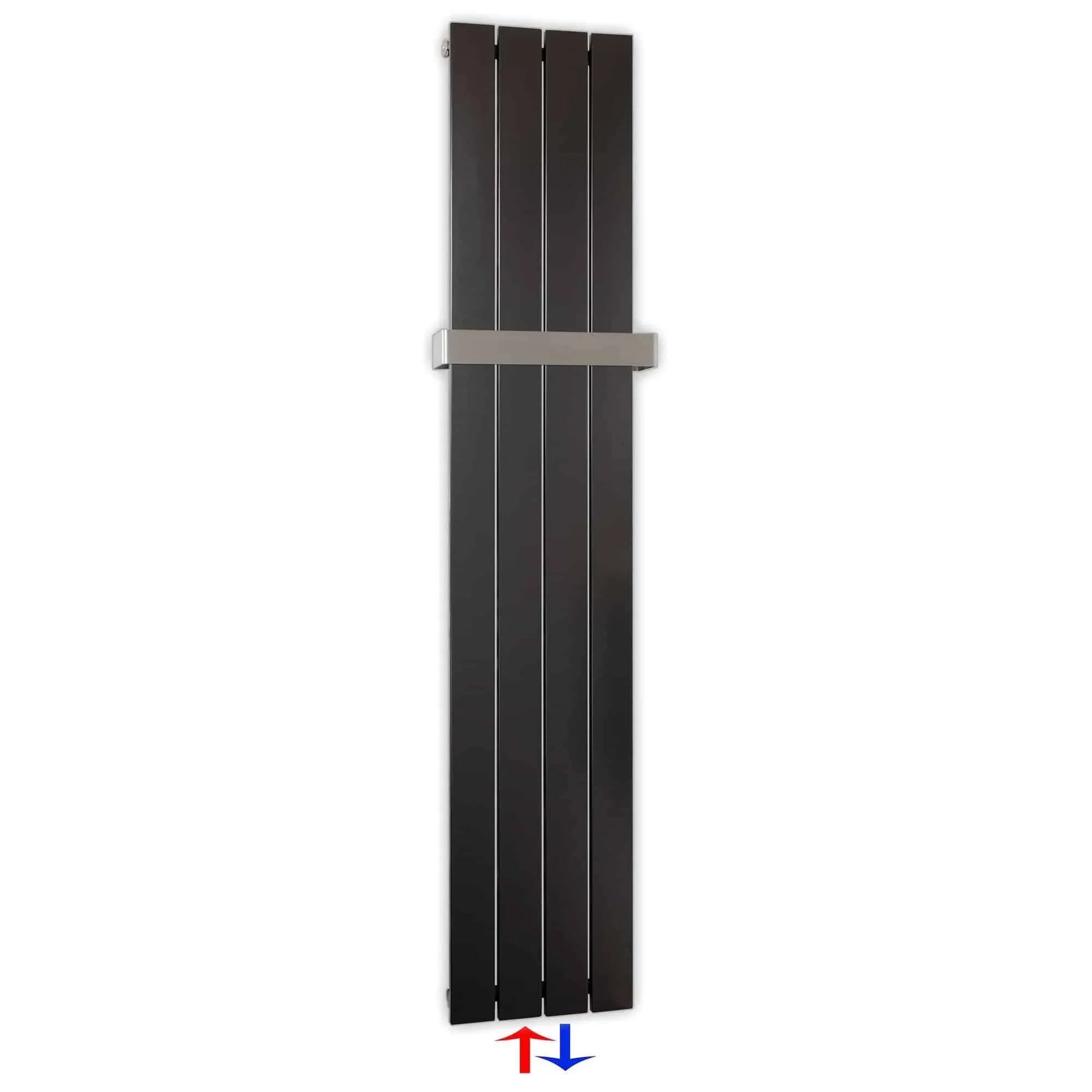 Flachheizkörper mit Mittelanschluss 1500 x 298 mit Handtuchstange anthrazit Heizkörper Badheizkörper flach - heizkoerper.shop