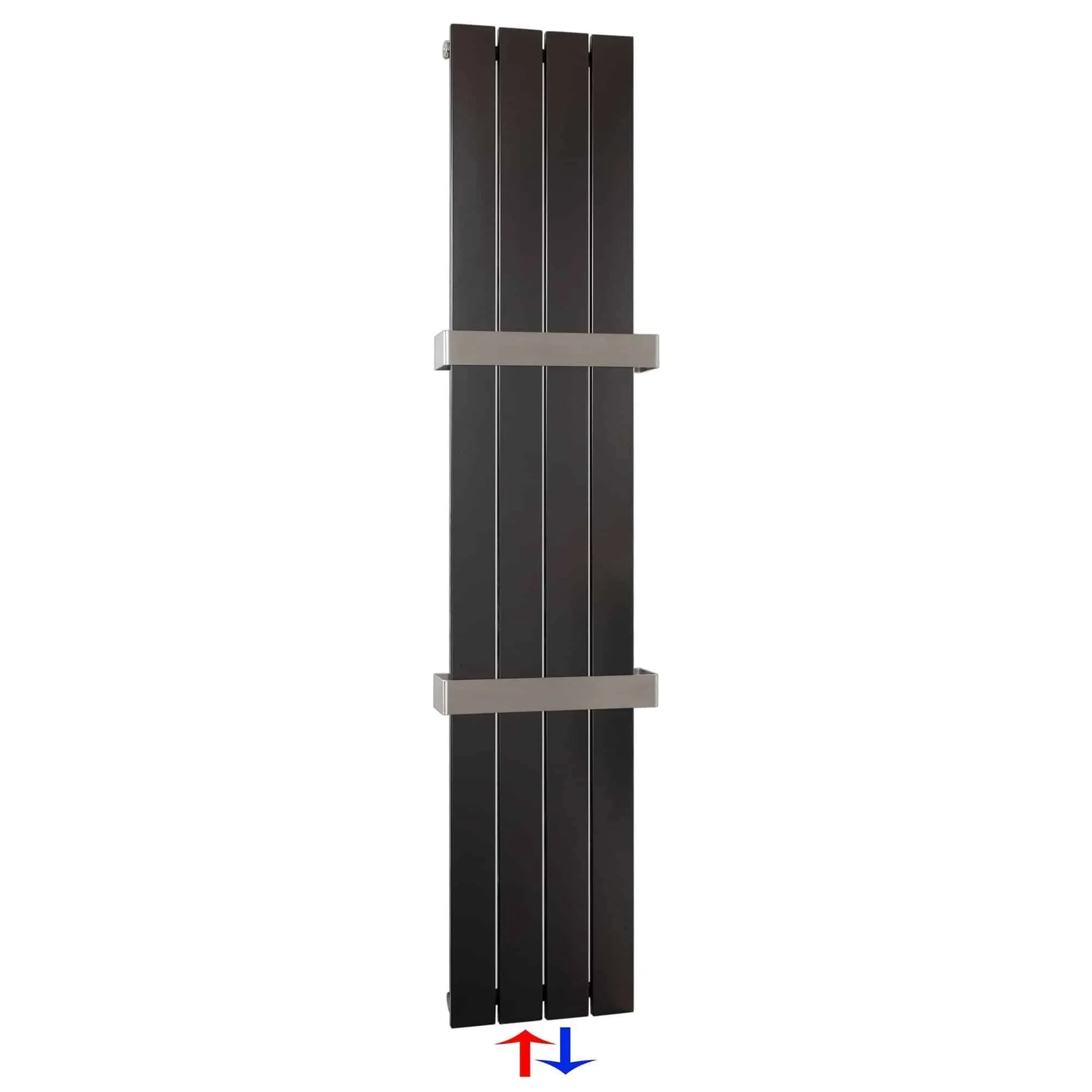 Design Paneelheizkörper vertikal 1500 x 298 mit Handtuchstangen anthrazit Heizkörper Badheizkörper flach - heizkoerper.shop