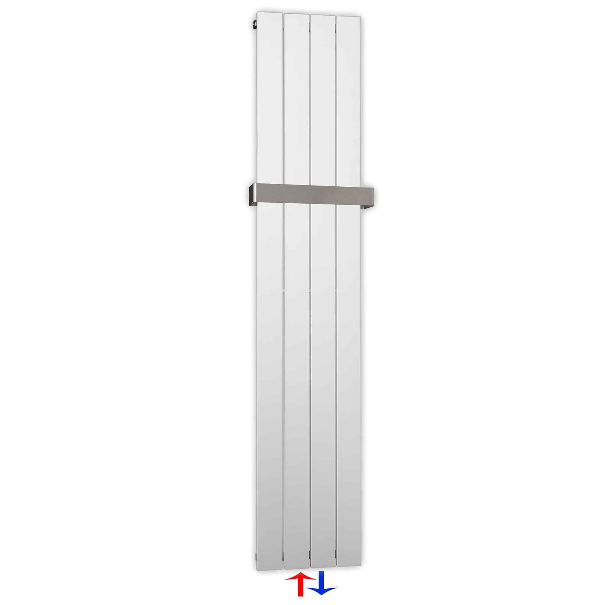 Flachheizkörper mit Mittelanschluss 1500 x 298 mit Handtuchstange weiß Heizkörper Badheizkörper flach Badezimmer Heizung - heizkoerper.shop