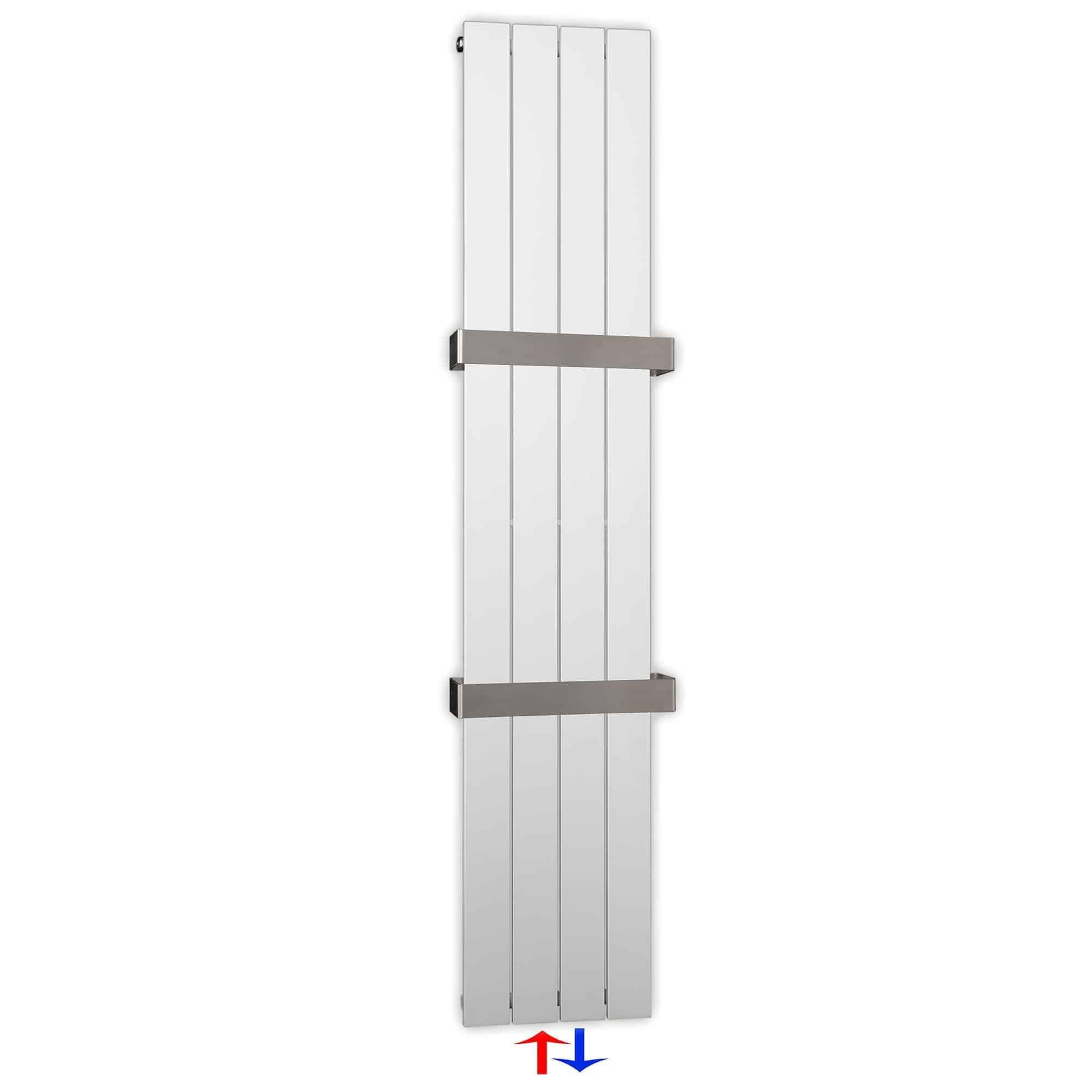 Flachheizkörper mit Mittelanschluss 1500 x 298 mit Handtuchstangen weiß Heizkörper Badheizkörper flach Badezimmer Heizung - heizkoerper.shop