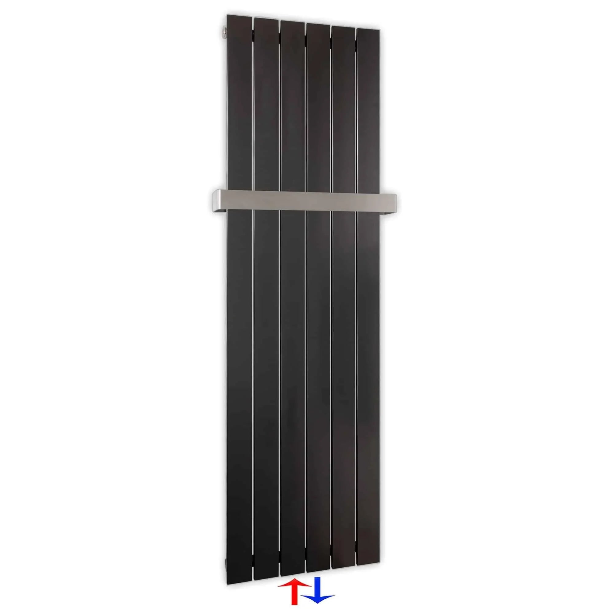 Flachheizkörper mit Mittelanschluss 1500 x 450 mit Handtuchstange anthrazit Heizkörper Badheizkörper flach - heizkoerper.shop