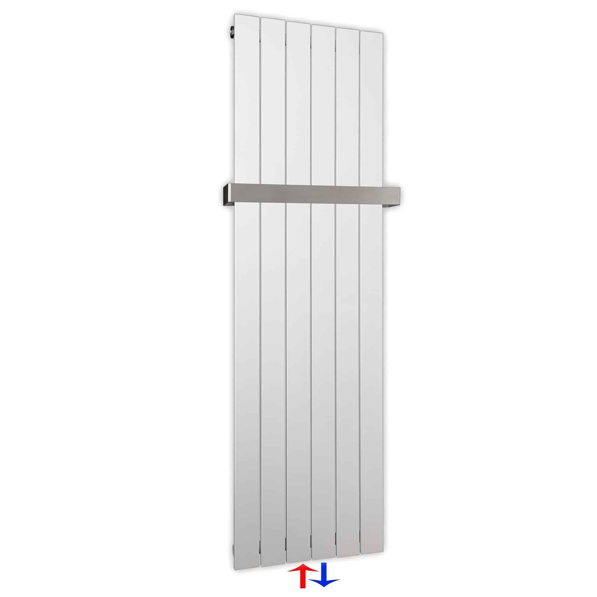 Flachheizkörper mit Mittelanschluss 1500 x 450 mit Handtuchstange weiß Heizkörper Badheizkörper flach Badezimmer Heizung - heizkoerper.shop