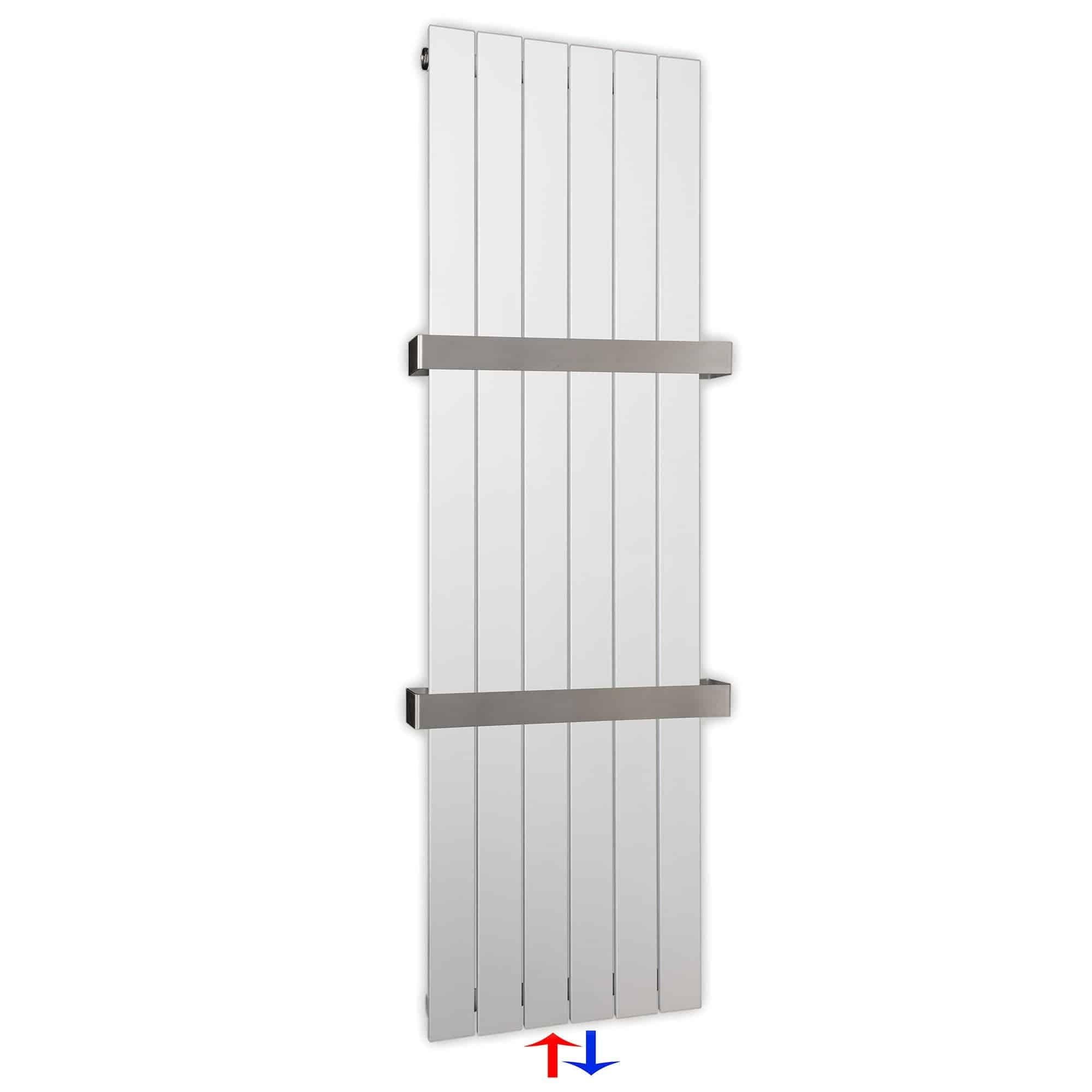 Flachheizkörper mit Mittelanschluss 1500 x 450 mit Handtuchstangen weiß Heizkörper Badheizkörper flach Badezimmer Heizung - heizkoerper.shop