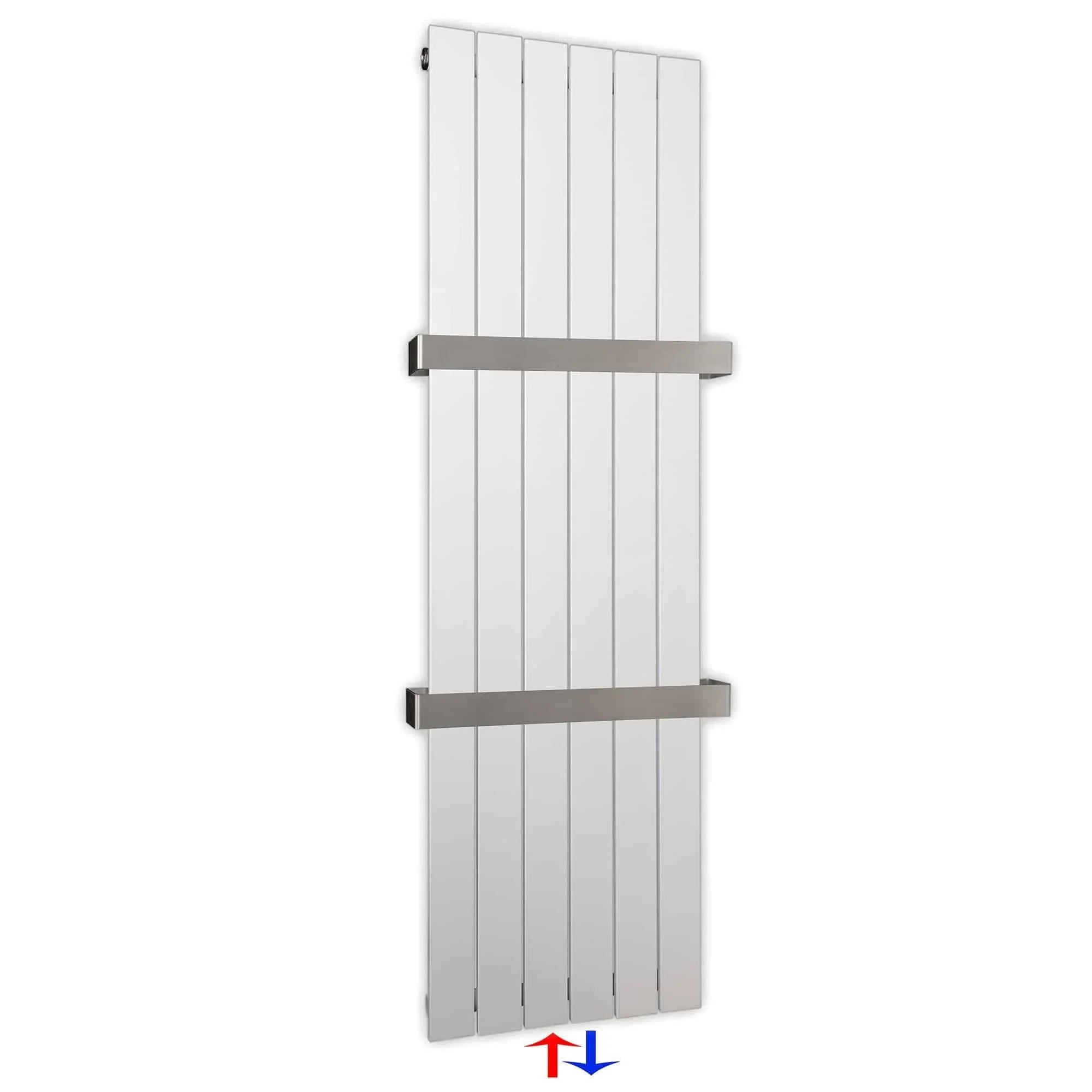 Flachheizkörper mit Mittelanschluss 1500 x 450 mit Handtuchstangen weiß Heizkörper Badheizkörper flach Badezimmer Heizung - heizkoerper.shop