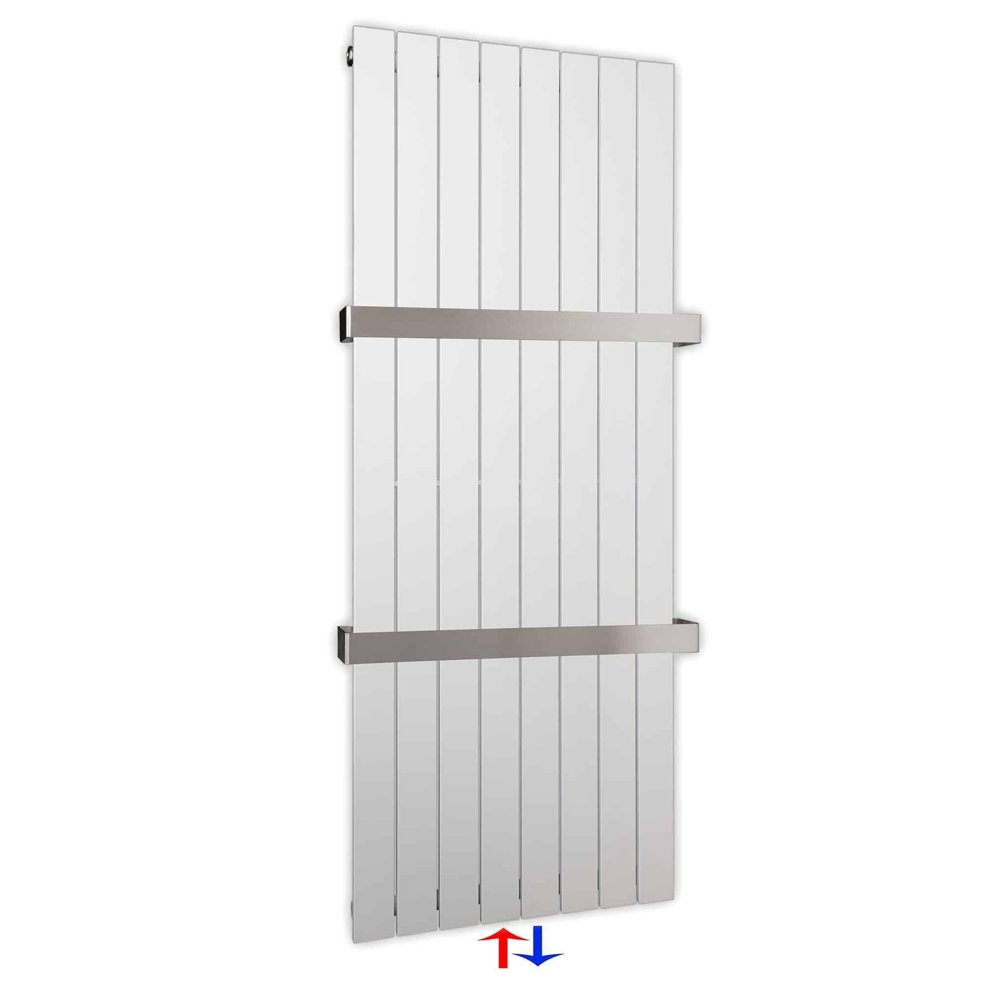 Flachheizkörper mit Mittelanschluss 1500 x 602 mit Handtuchstangen weiß Heizkörper Badheizkörper flach Badezimmer Heizung - heizkoerper.shop