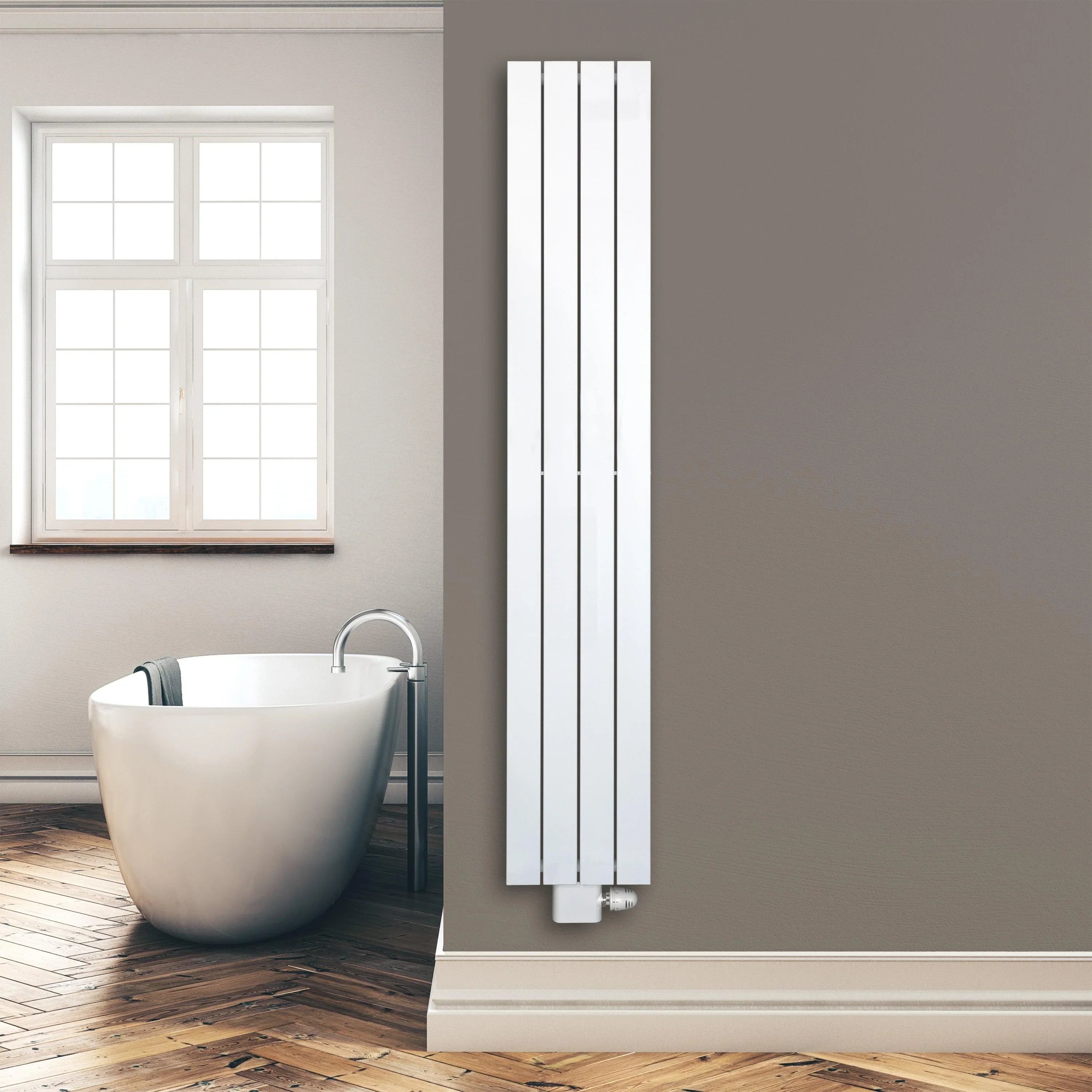 Flachheizkörper 1800 x 298 mm mit Mittelanschluss weiß Heizkörper Heizung im Badezimmer - heizkoerper.shop