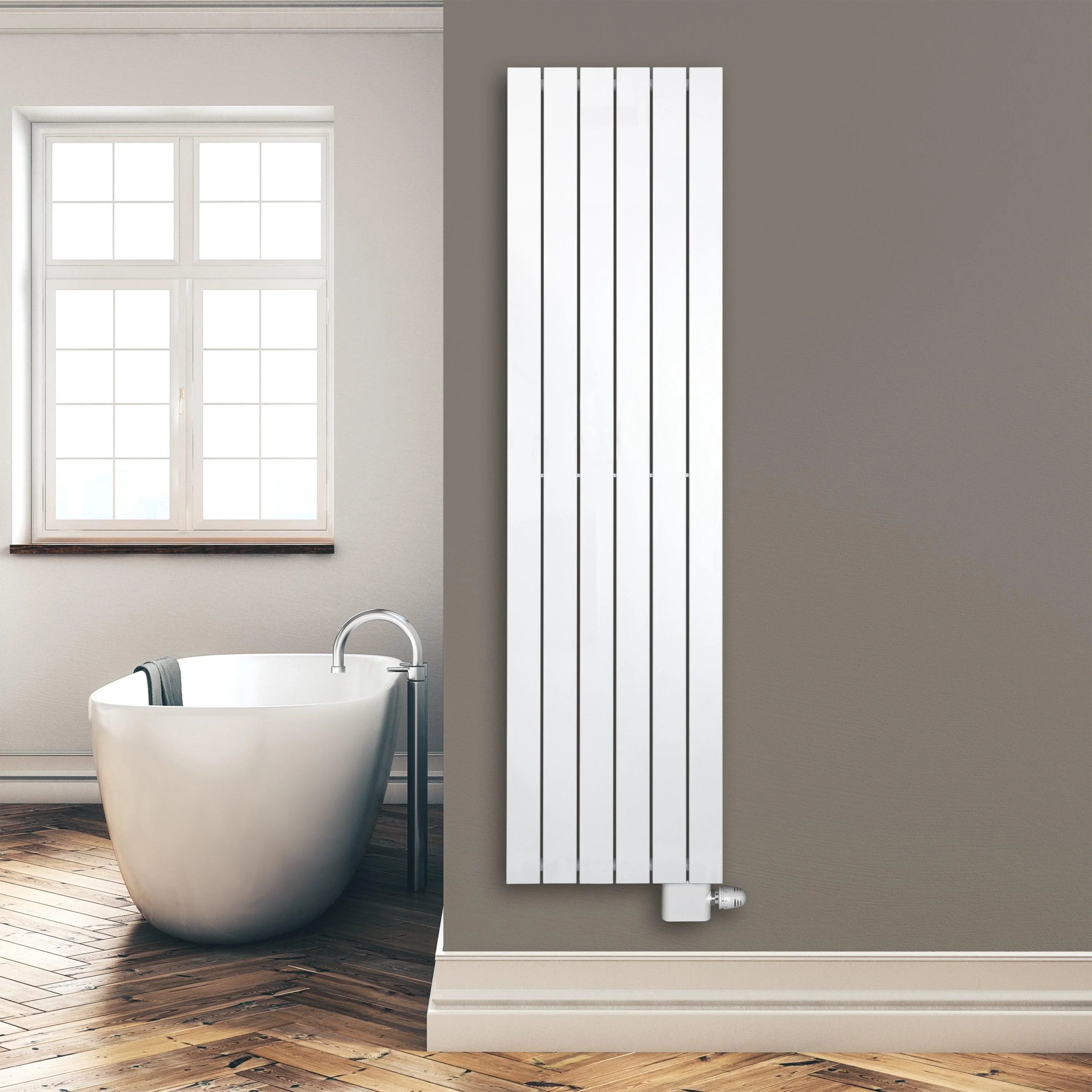 Design Paneelheizkörper 1800 x 450 mm Bad Flachheizkörper mit Anschluss rechts | mit versetztem Mittelanschluss - heizkoerper.shop