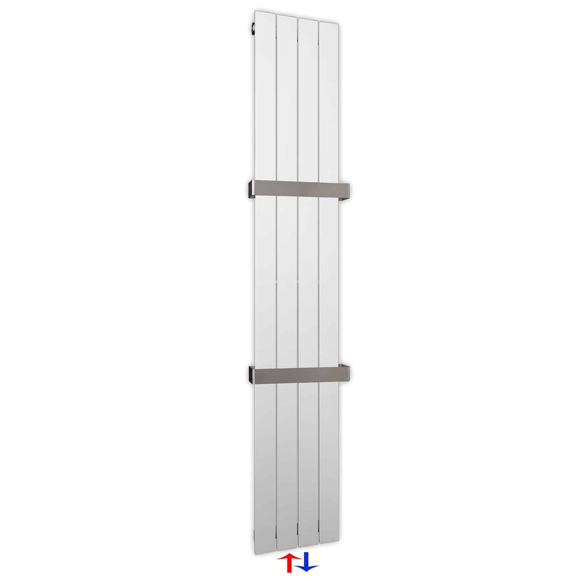 Flachheizkörper mit Mittelanschluss 1800 x 298 mit Handtuchstangen weiß Heizkörper Badheizkörper flach Badezimmer Heizung - heizkoerper.shop