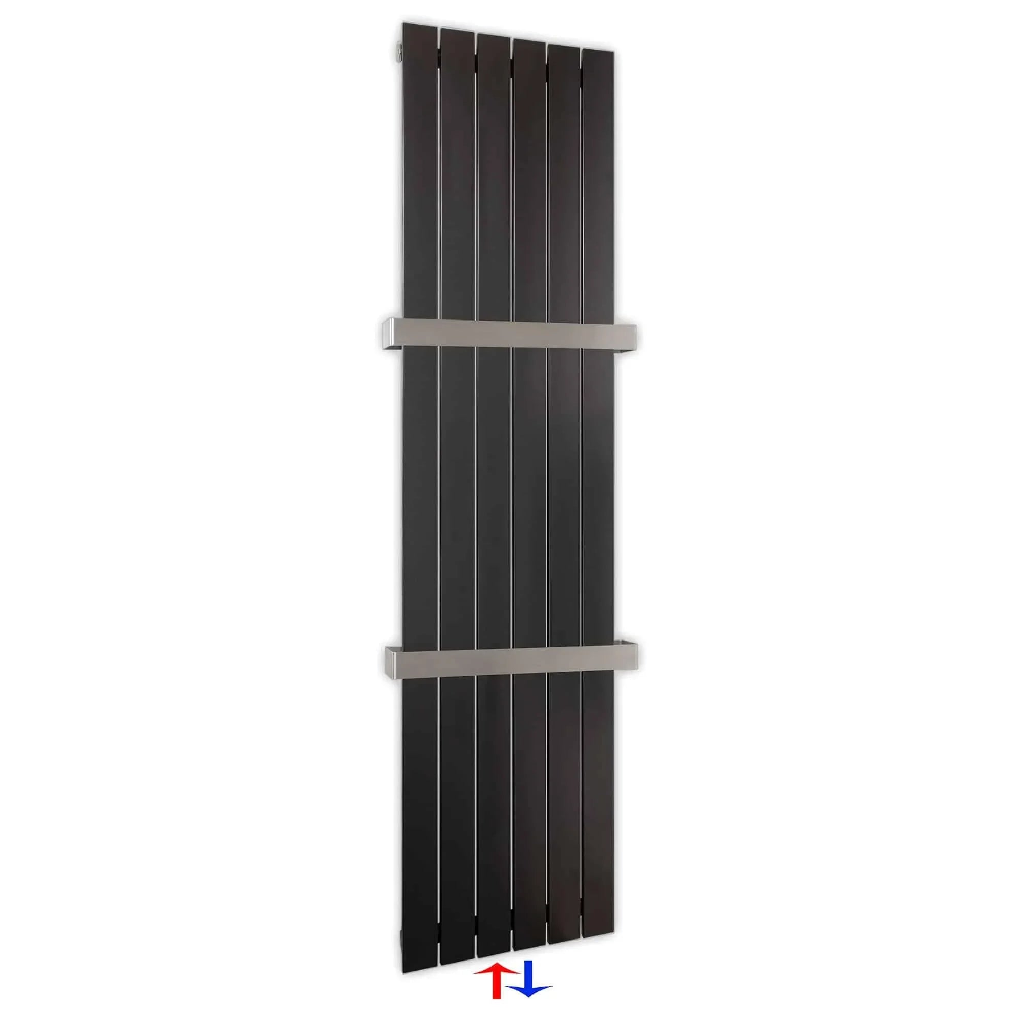 Flachheizkörper mit Mittelanschluss 1800 x 450 mit Handtuchstangen anthrazit Heizkörper Badheizkörper flach - heizkoerper.shop