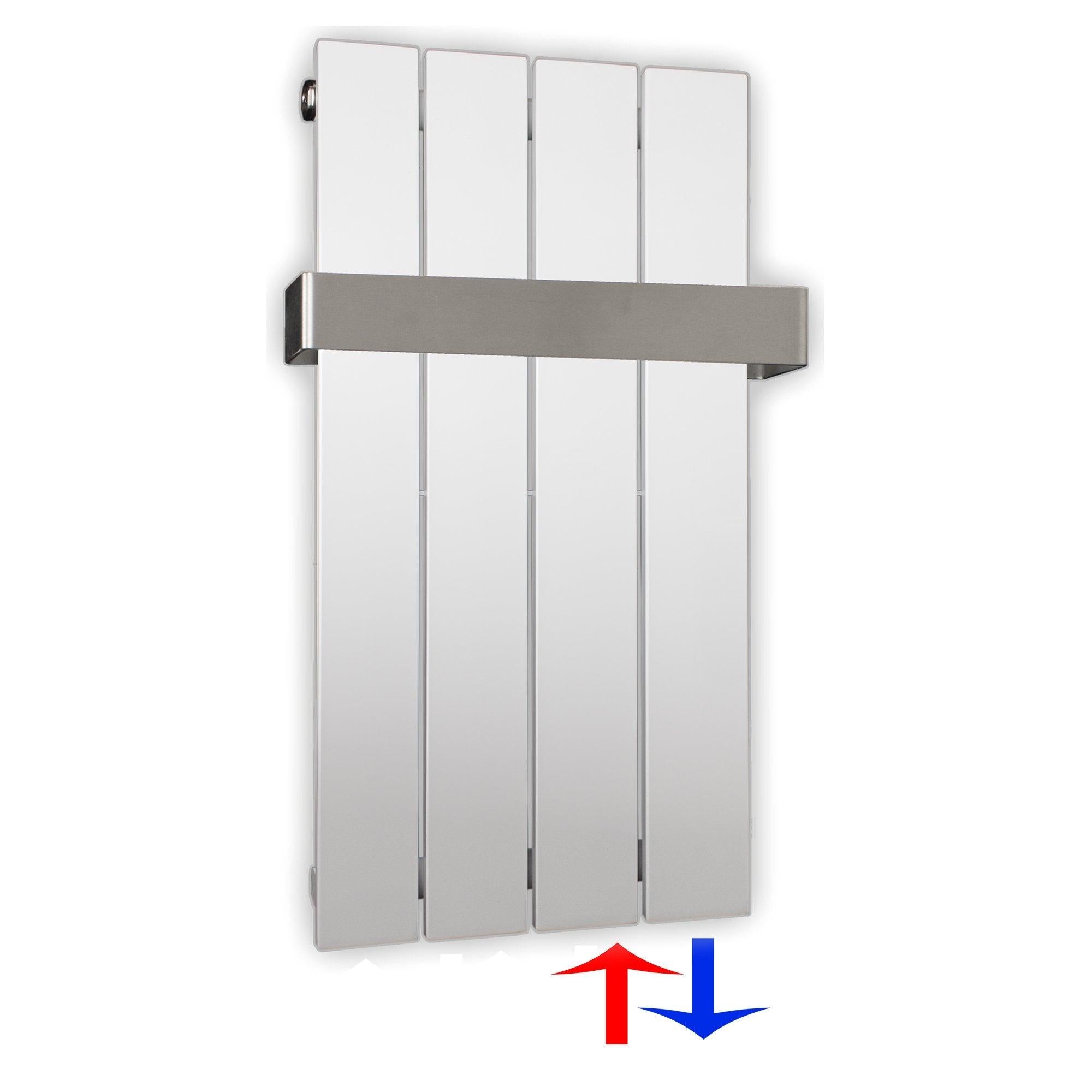 Flachheizkörper 600 x 298 Handtuchstange Bad Anschluss rechts versetztem Mittelanschluss flach - heizkoerper.shop