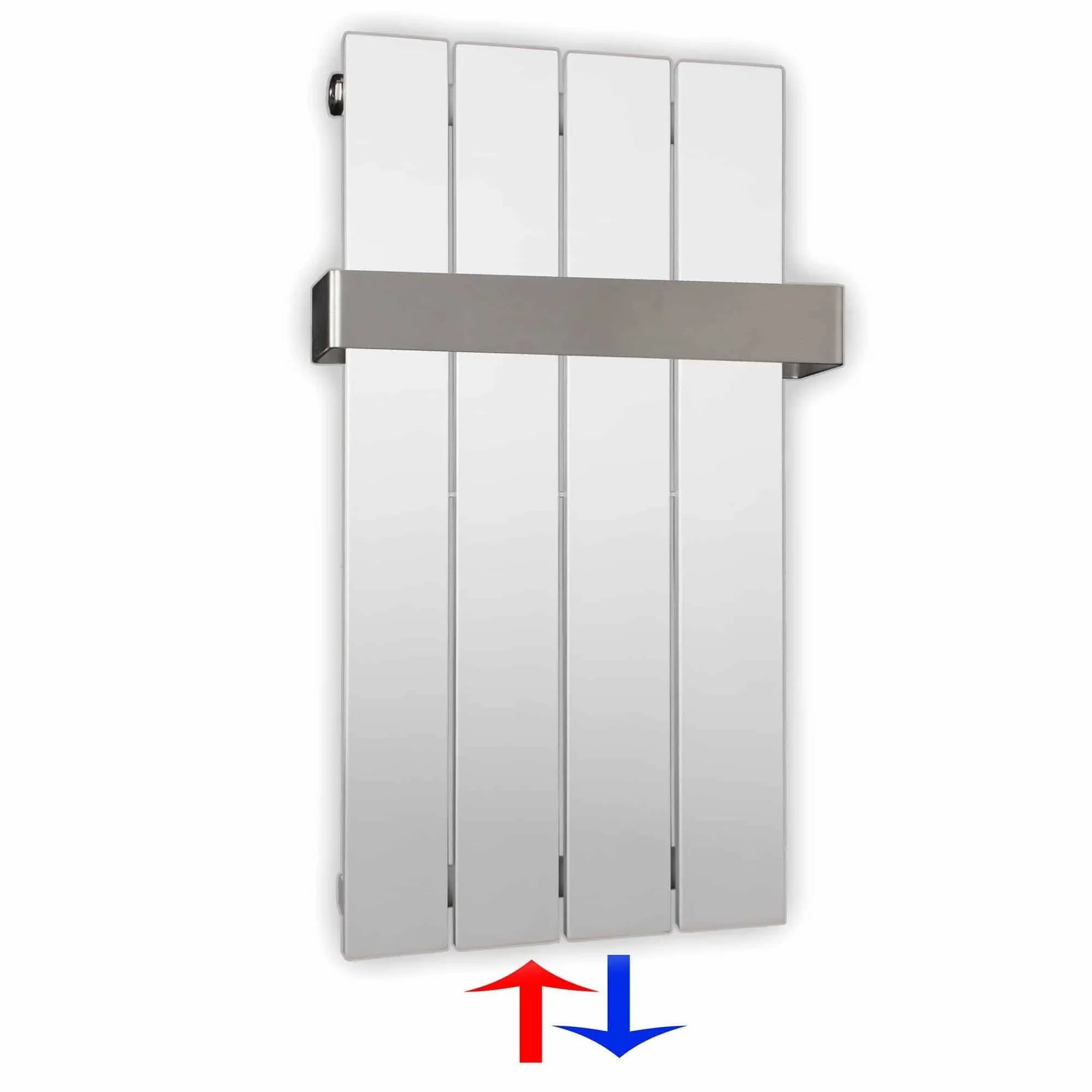 Flachheizkörper mit Mittelanschluss 600 x 298 mit Handtuchstange weiß Heizkörper Badheizkörper flach Badezimmer Heizung - heizkoerper.shop