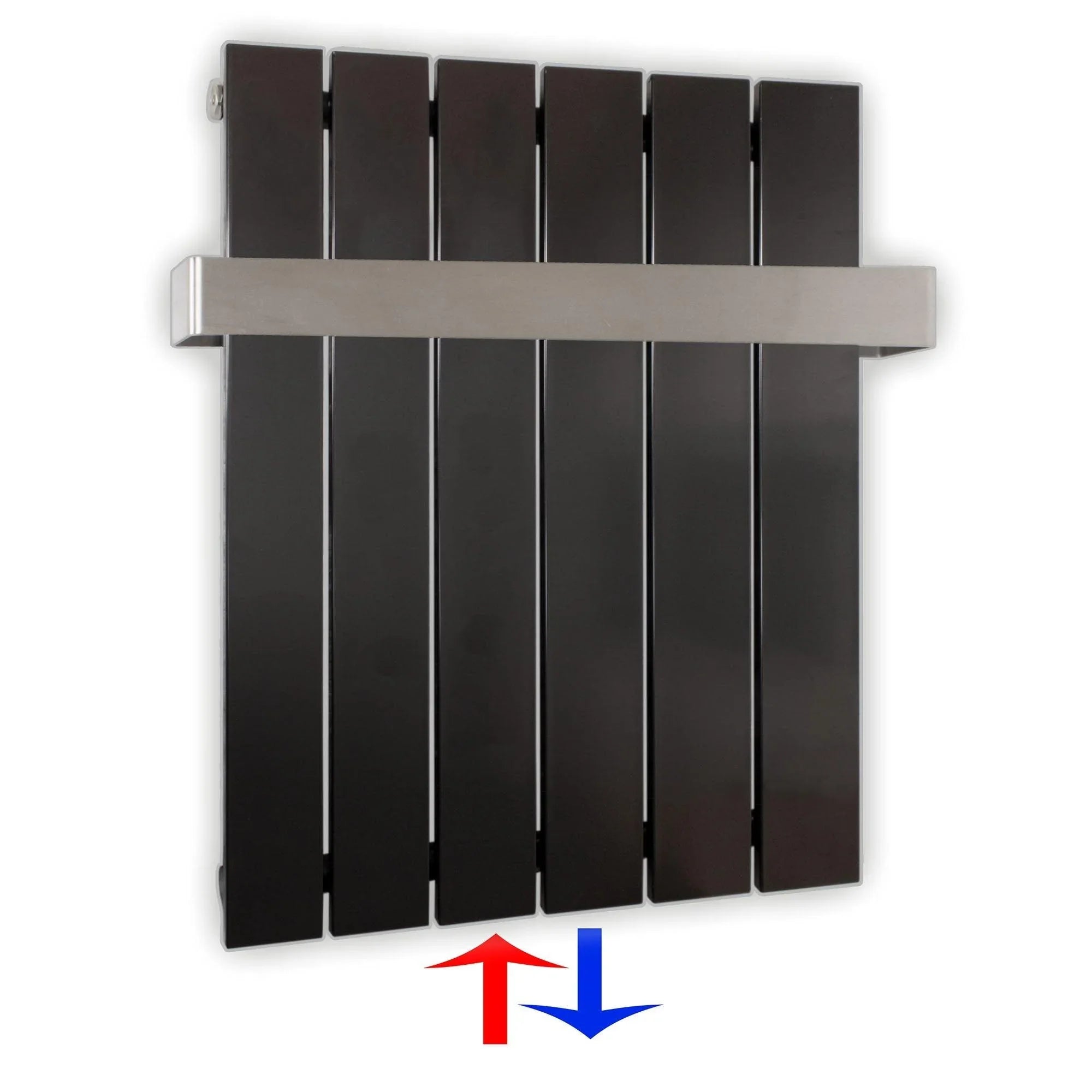 Flachheizkörper mit Mittelanschluss 600 x 450 mit Handtuchstange anthrazit Heizkörper Badheizkörper flach - heizkoerper.shop