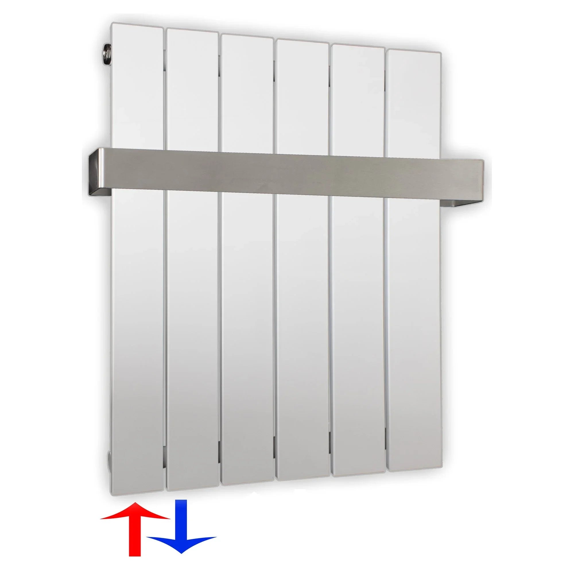 Design Paneelheizkörper 600 x 450 Handtuchstange Bad Flachheizkörper Anschluss links versetztem Mittelanschluss flach - heizkoerper.shop
