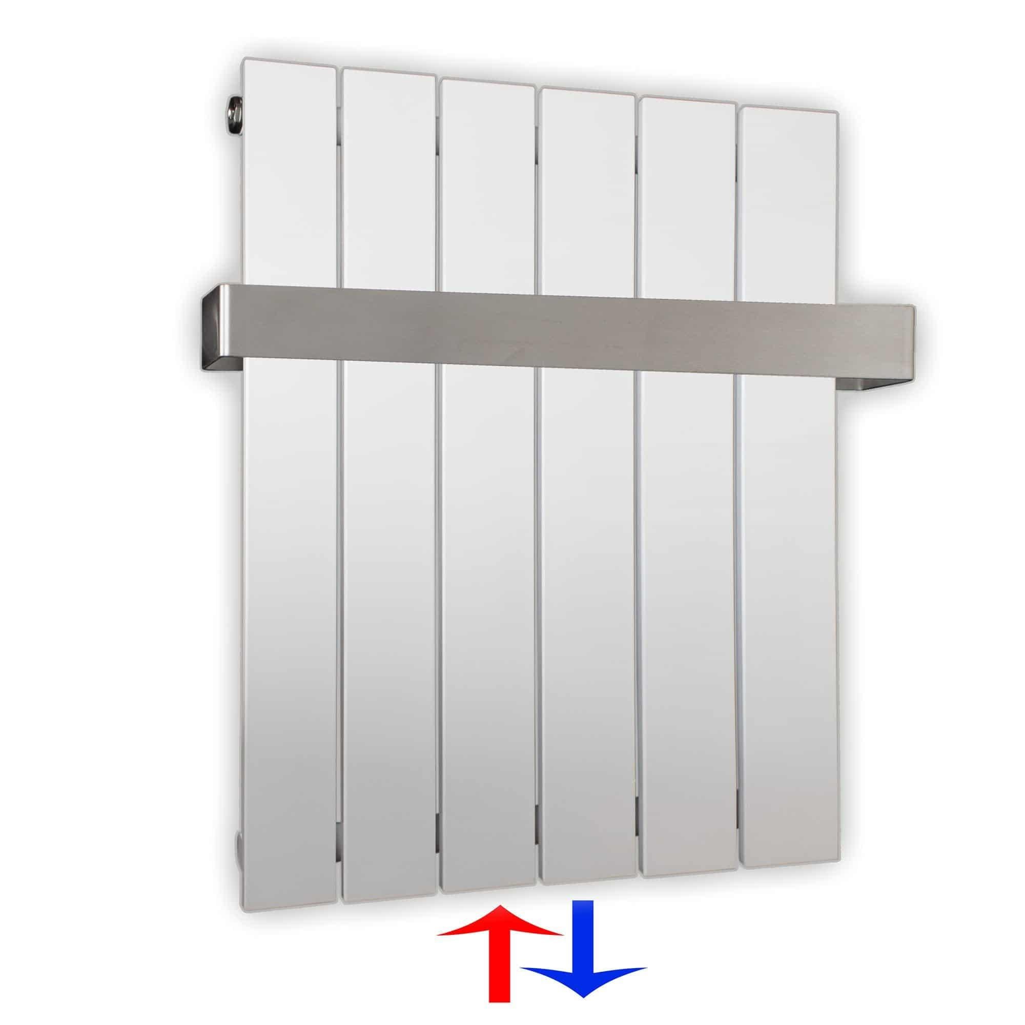 Flachheizkörper mit Mittelanschluss 600 x 450 mit Handtuchstange weiß Heizkörper Badheizkörper flach Badezimmer Heizung - heizkoerper.shop