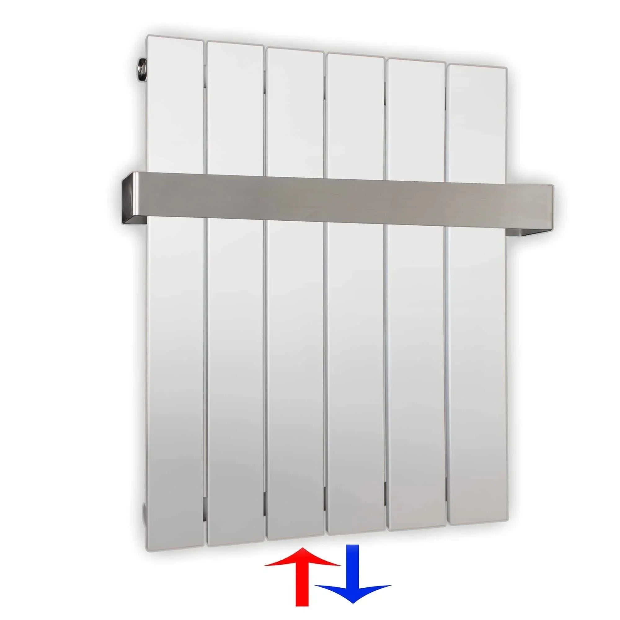 Flachheizkörper mit Mittelanschluss 600 x 450 mit Handtuchstange weiß Heizkörper Badheizkörper flach Badezimmer Heizung - heizkoerper.shop