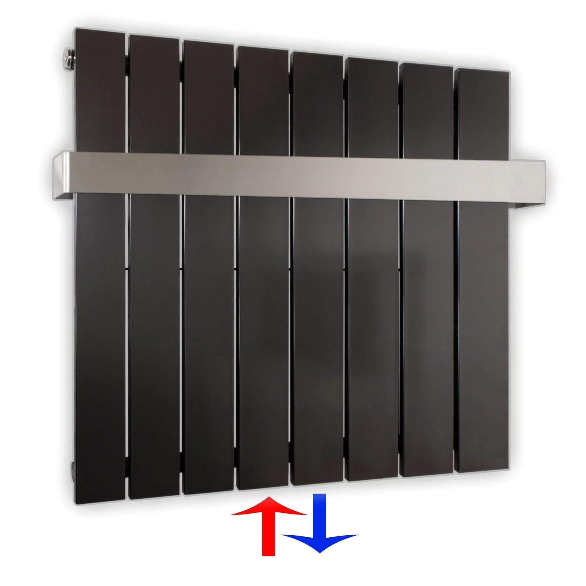 Flachheizkörper mit Mittelanschluss 600 x 602 mit Handtuchstange anthrazit Heizkörper Badheizkörper flach - heizkoerper.shop
