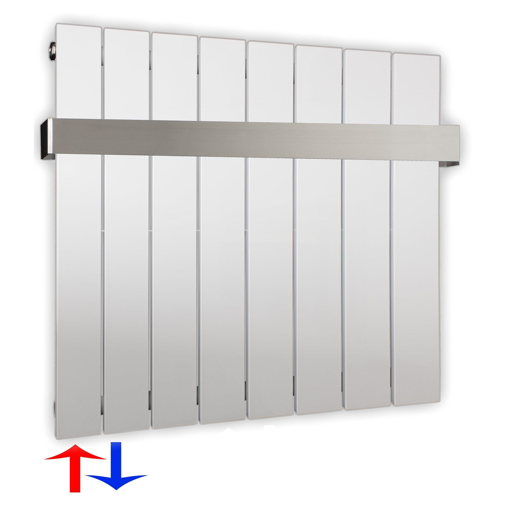 Flachheizkörper 600 x 602 Handtuchstange Bad Anschluss links versetztem Mittelanschluss flach - heizkoerper.shop