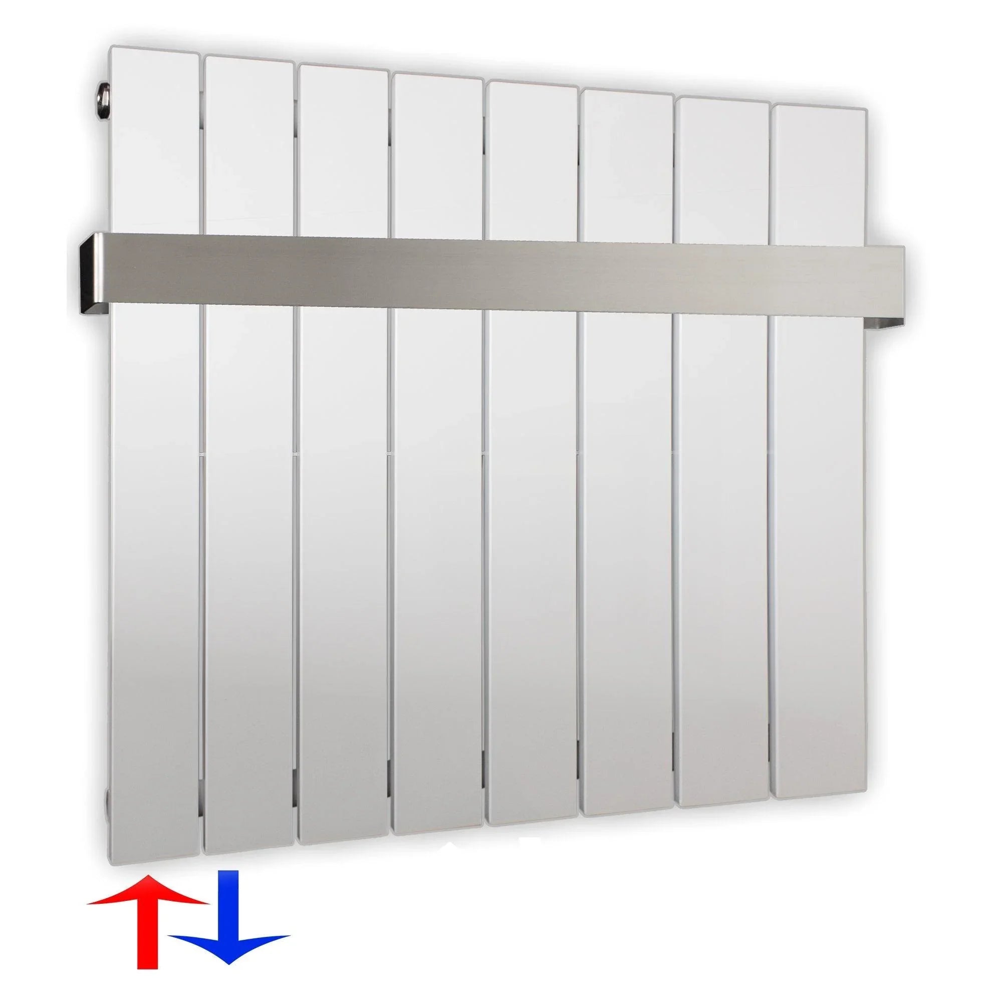 Flachheizkörper 600 x 602 Handtuchstange Bad Anschluss links versetztem Mittelanschluss flach - heizkoerper.shop