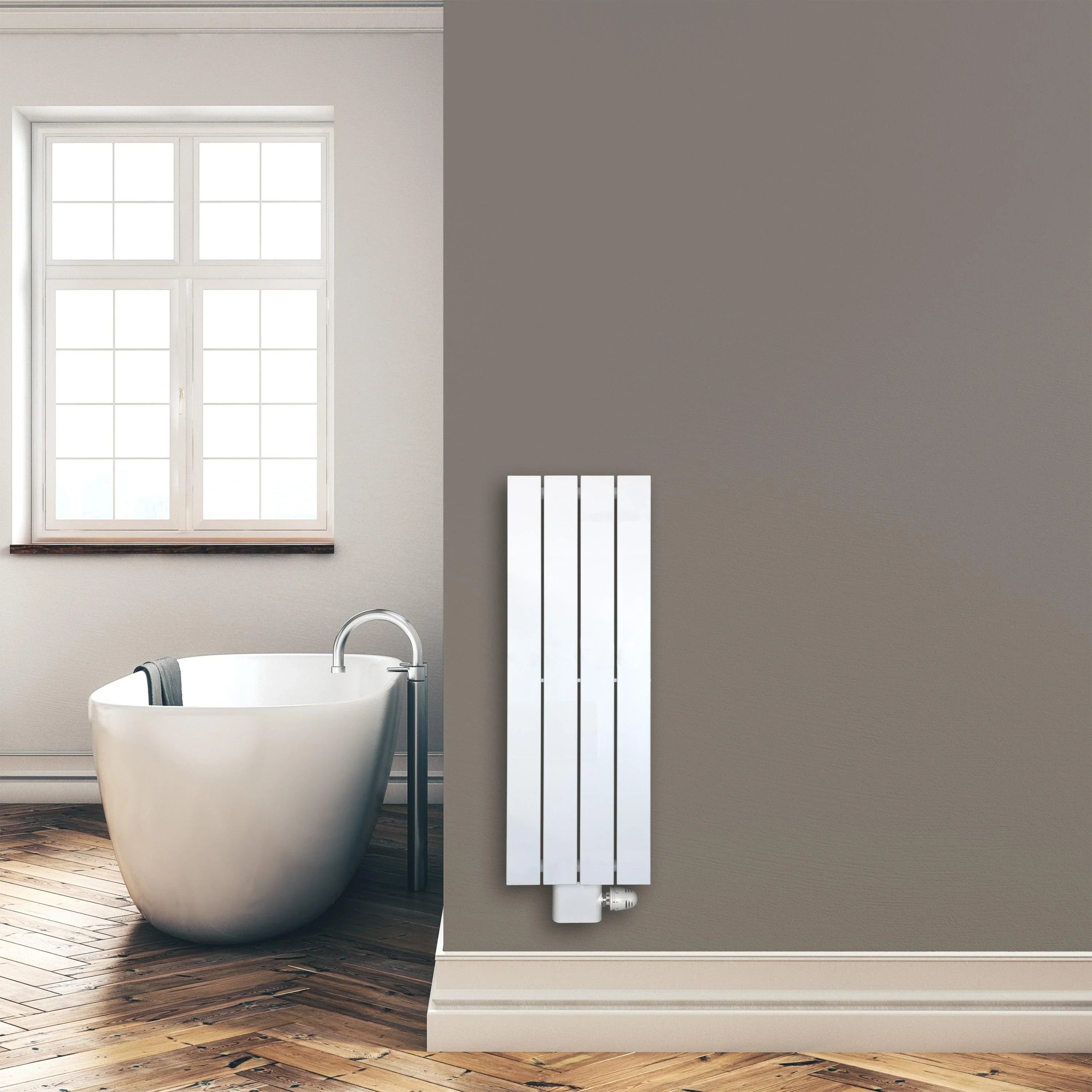 Flachheizkörper 900 x 298 mm mit Mittelanschluss weiß Heizkörper Heizung im Badezimmer - heizkoerper.shop