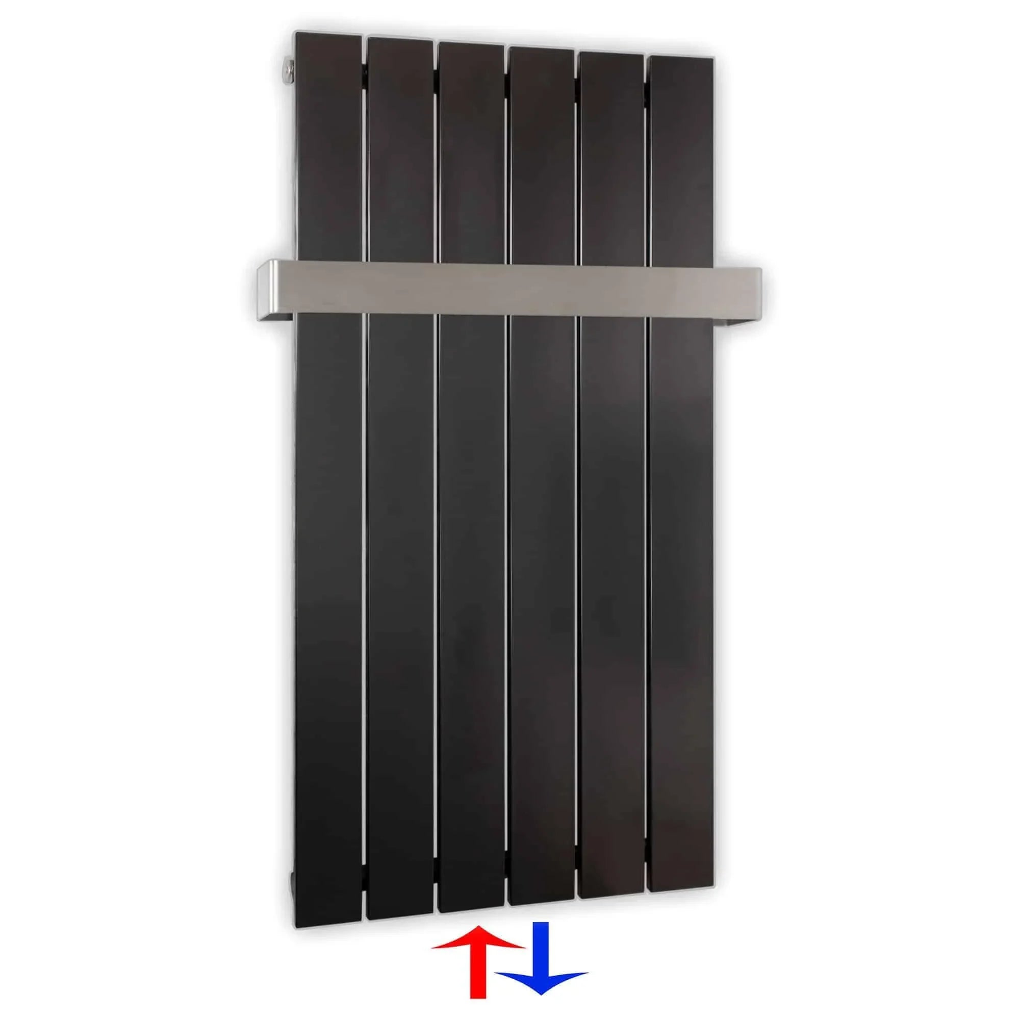 Flachheizkörper mit Mittelanschluss 900 x 450 mit Handtuchstange anthrazit Heizkörper Badheizkörper flach - heizkoerper.shop