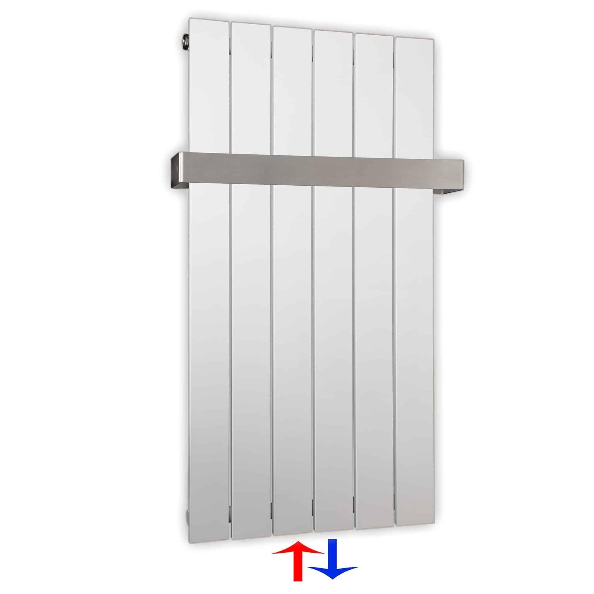 Flachheizkörper mit Mittelanschluss 900 x 450 mit Handtuchstange weiß Heizkörper Badheizkörper flach Badezimmer Heizung - heizkoerper.shop