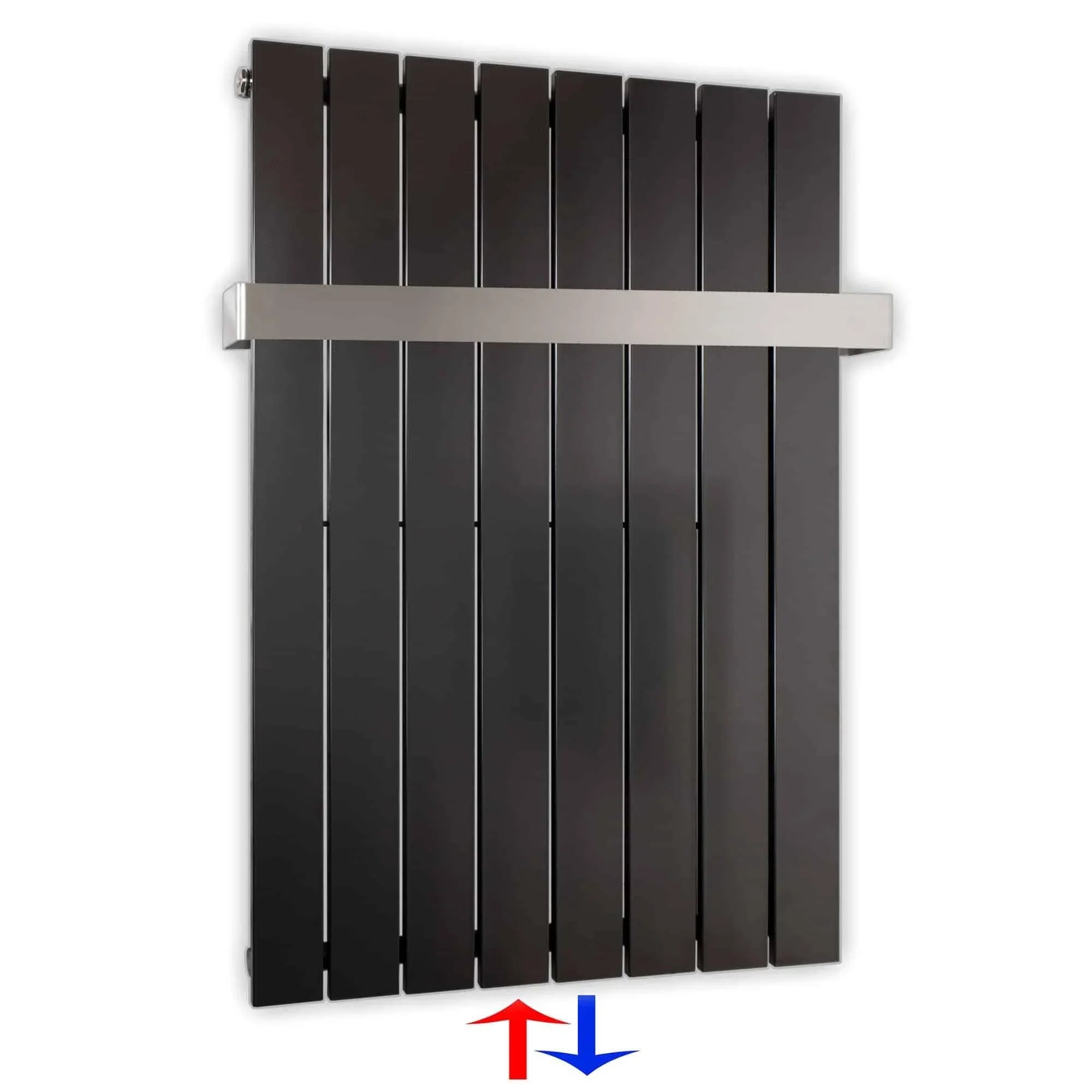 Flachheizkörper mit Mittelanschluss 900 x 602 mit Handtuchstange anthrazit Heizkörper Badheizkörper flach - heizkoerper.shop