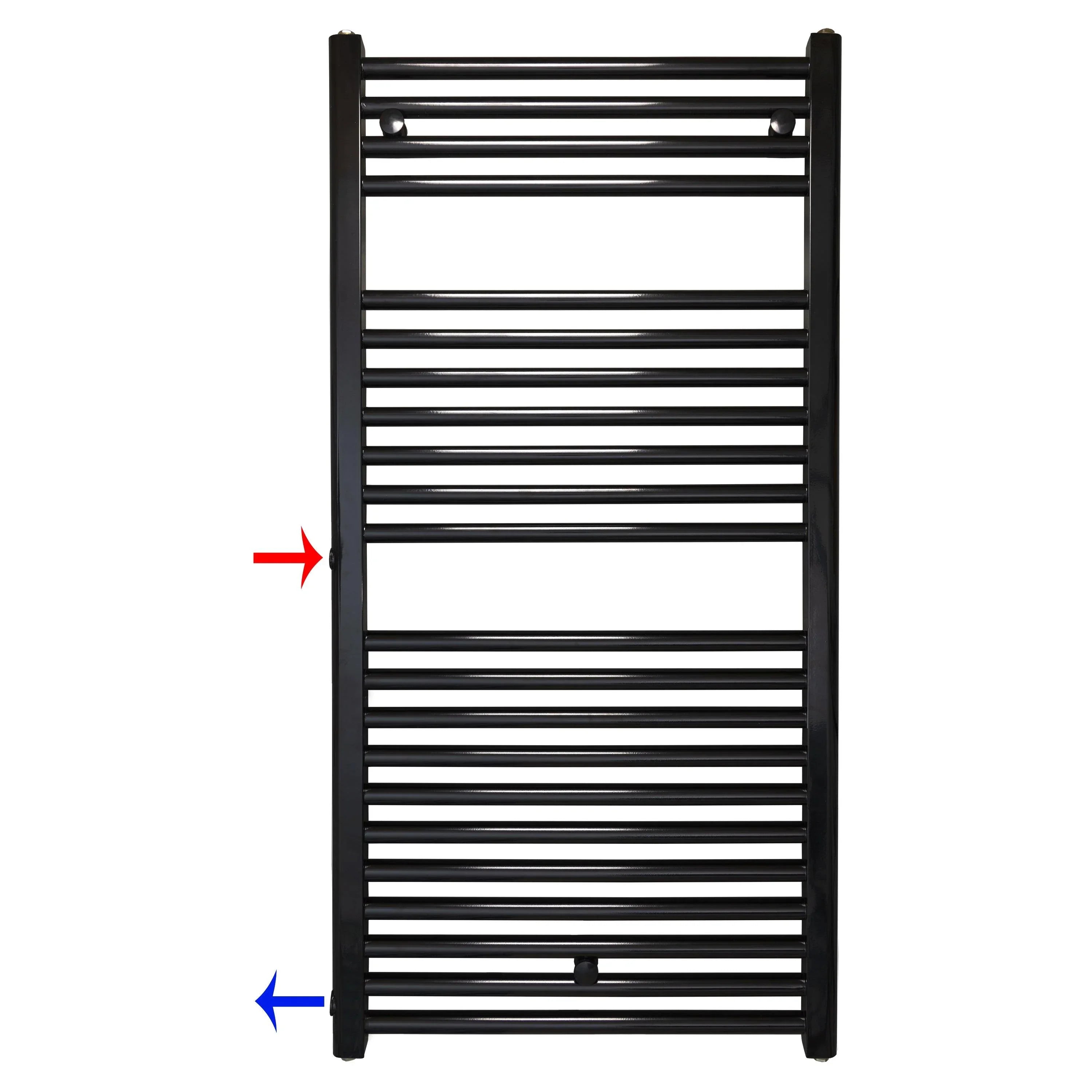 Handtuchheizkörper Austauschheizkörper 1160 x 600 links rechts Seitenanschluss Nabenanschluss seitlicher Anschluss 500 540 Renovierung schwarz - heizkoerper.shop