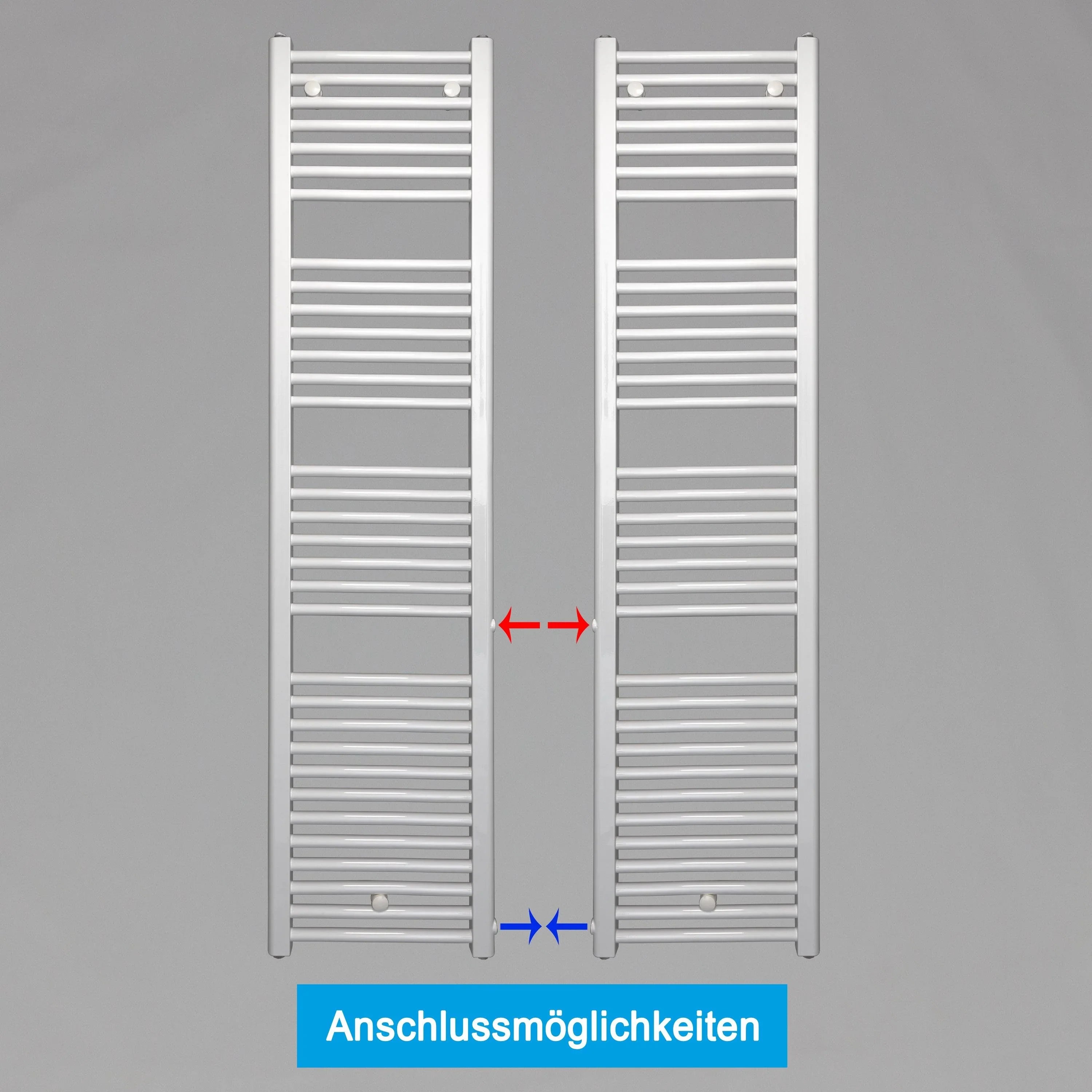Handtuchheizkörper Austauschheizkörper 1732 x 400 links rechts Seitenanschluss Nabenanschluss seitlicher Anschlussmöglichkeiten 500 540 Renovierung - heizkoerper.shop
