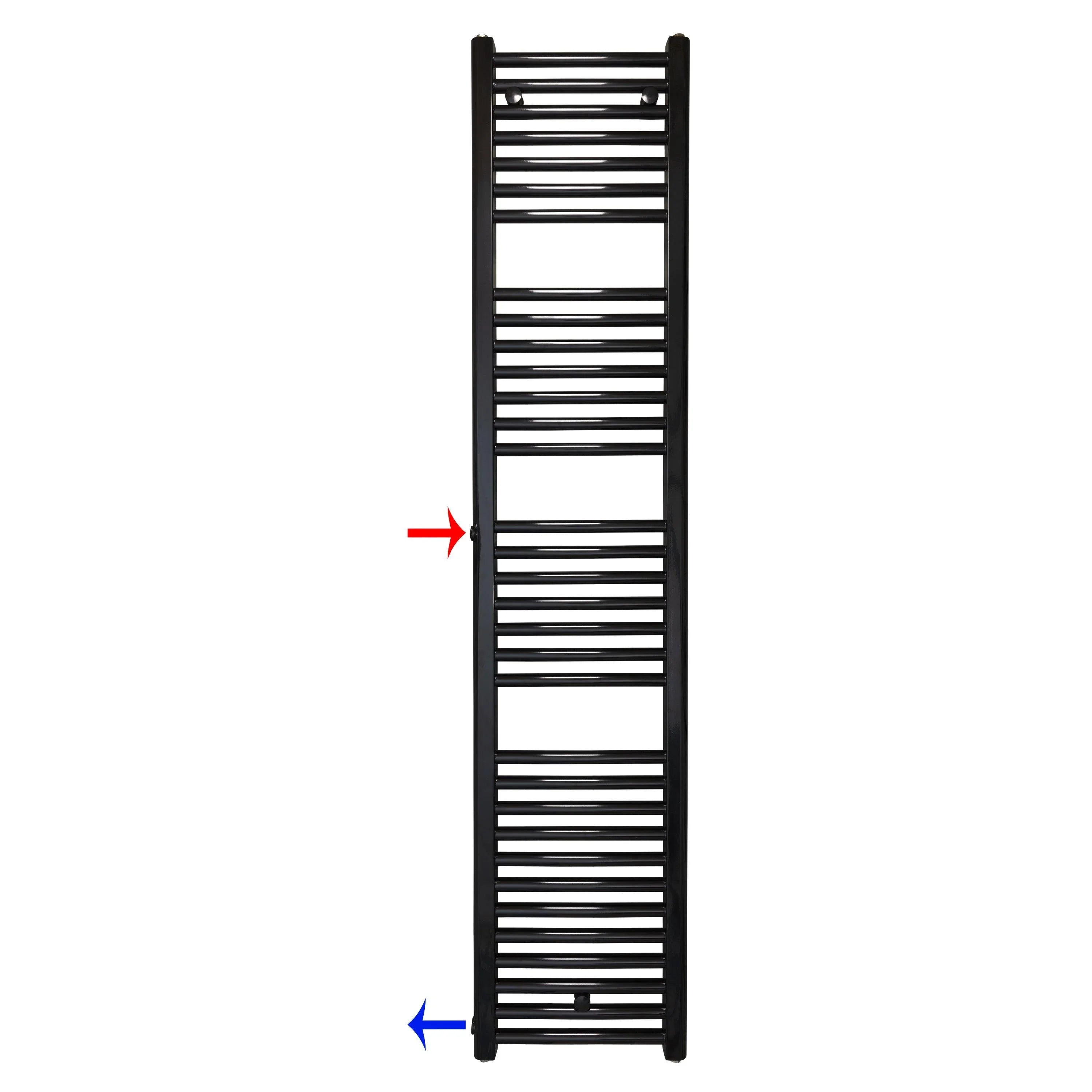 Handtuchheizkörper Austauschheizkörper 1732 x 400 links rechts Seitenanschluss Nabenanschluss seitlicher Anschluss 850 Renovierung schwarz - heizkoerper.shop
