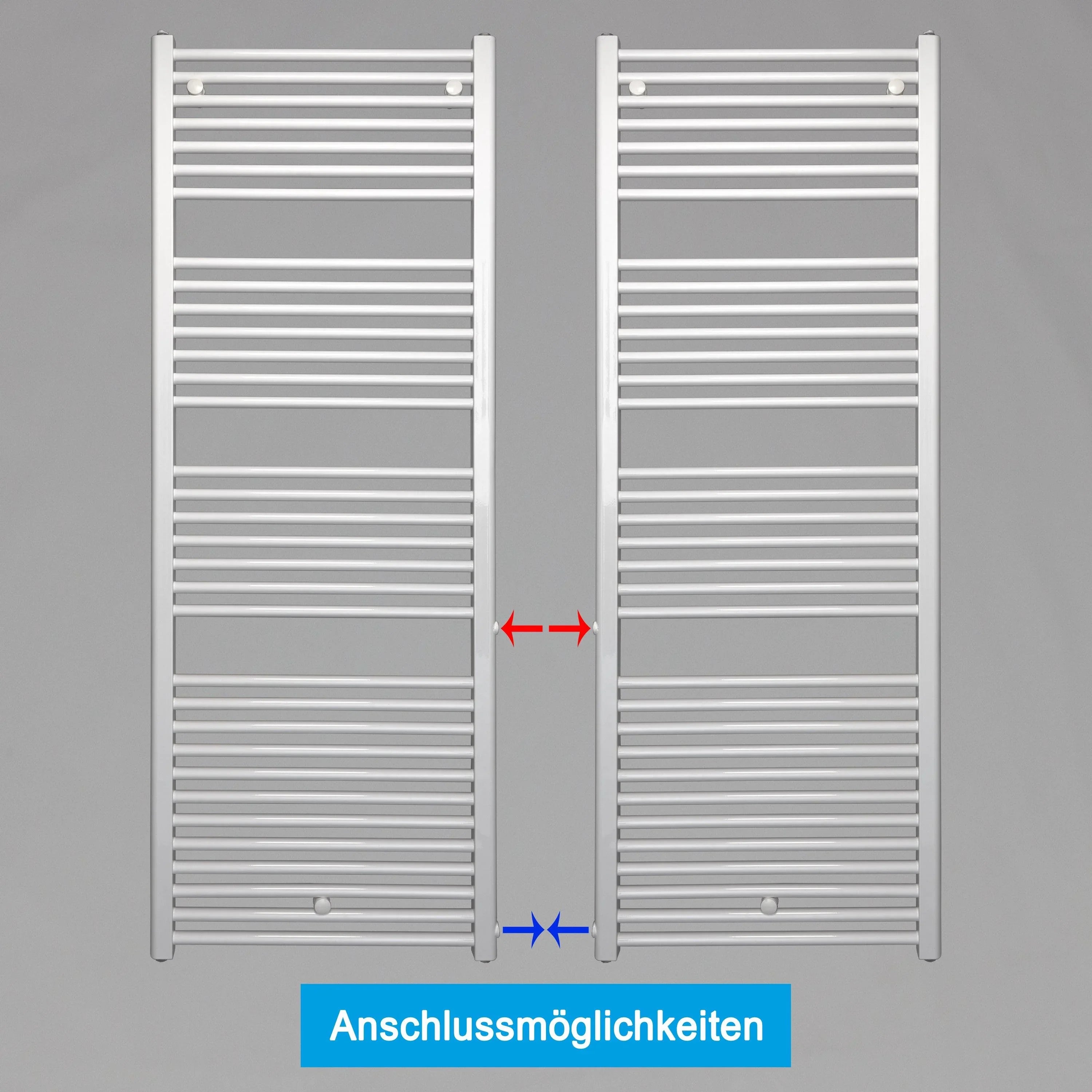 Handtuchheizkörper Austauschheizkörper 1732 x 600 links rechts Seitenanschluss Nabenanschluss seitlicher Anschlussmöglichkeiten 500 540 Renovierung - heizkoerper.shop