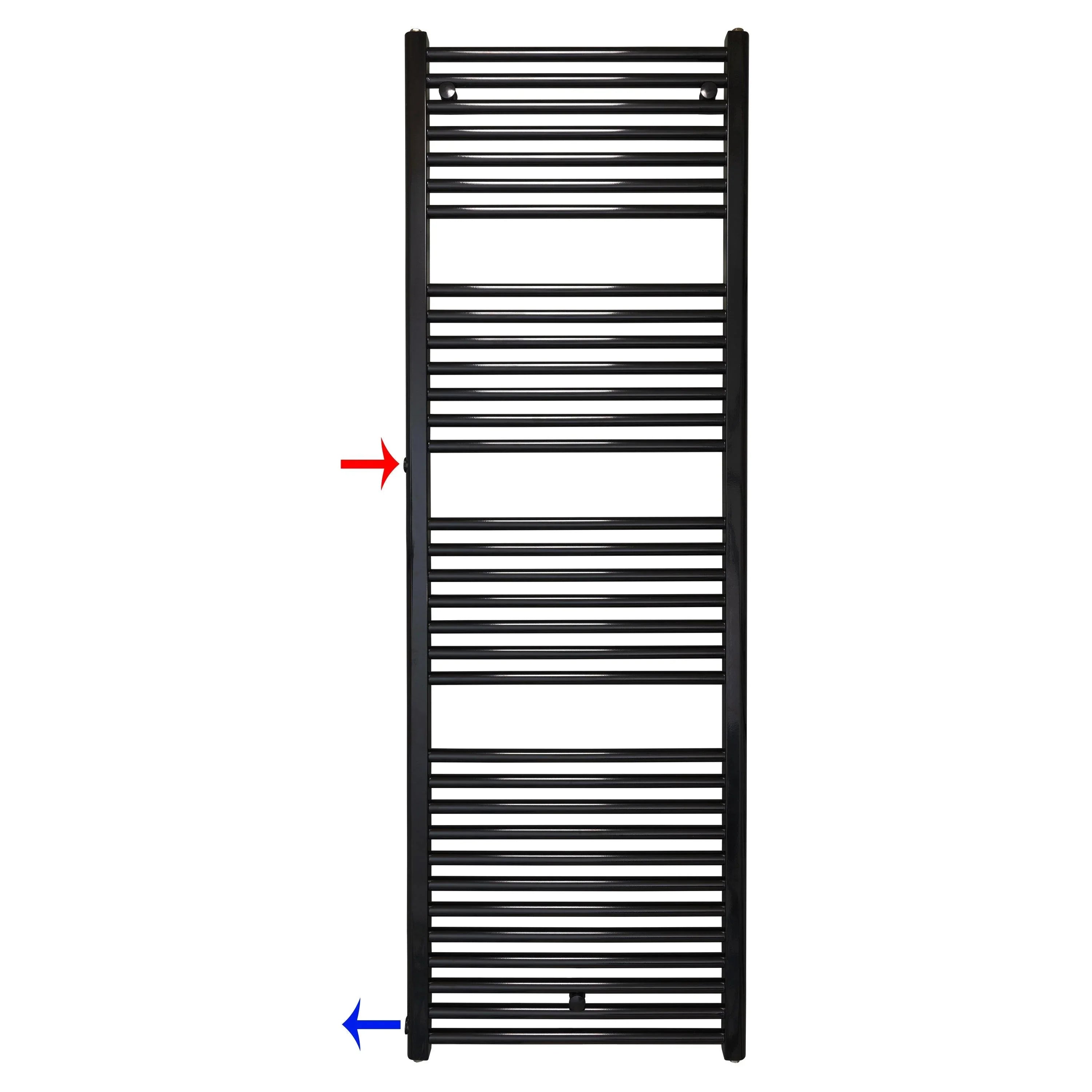 Handtuchheizkörper Austauschheizkörper 1732 x 600 links rechts Seitenanschluss Nabenanschluss seitlicher Anschluss 900 940 Renovierung schwarz - heizkoerper.shop