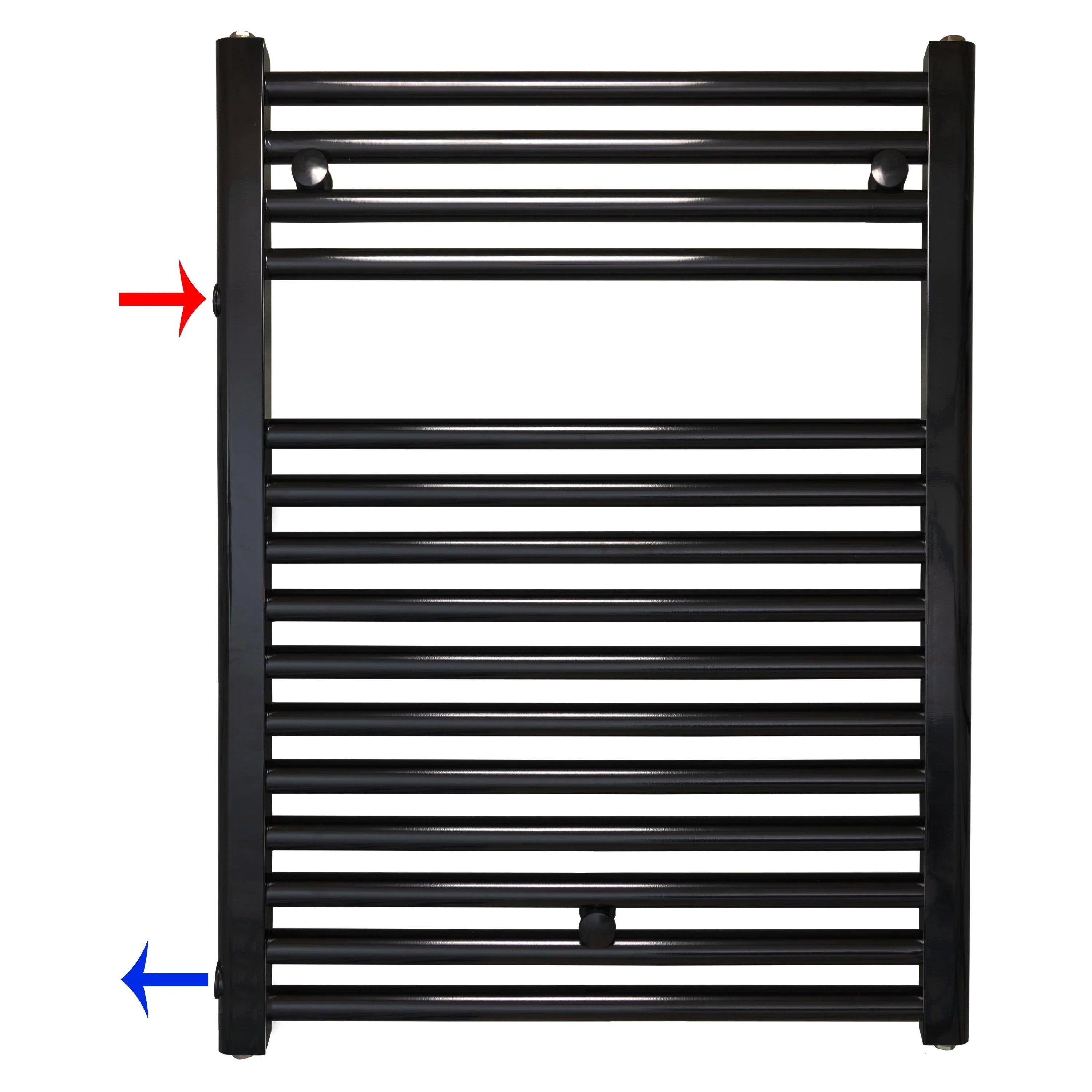 Handtuchheizkörper Austauschheizkörper 764 x 600 links rechts Seitenanschluss Nabenanschluss seitlicher Anschluss 500 540 Renovierung schwarz - heizkoerper.shop