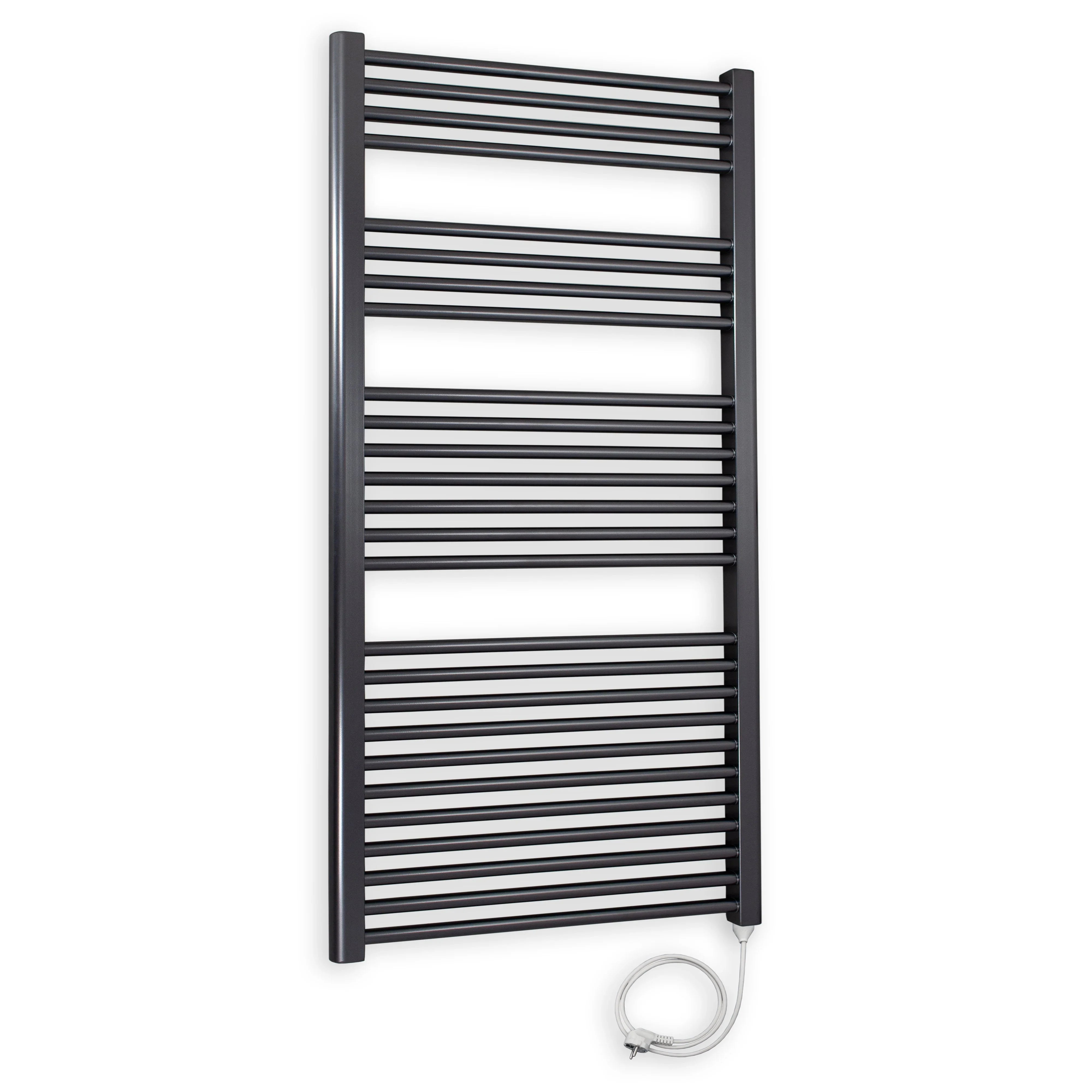 Badheizkörper gerade mit Stecker 1424 x 600 anthrazit Elektroheizkörper Handtuchwärmer elektrischer Handtuchhalter Badezimmer Heizung - heizkoerper.shop