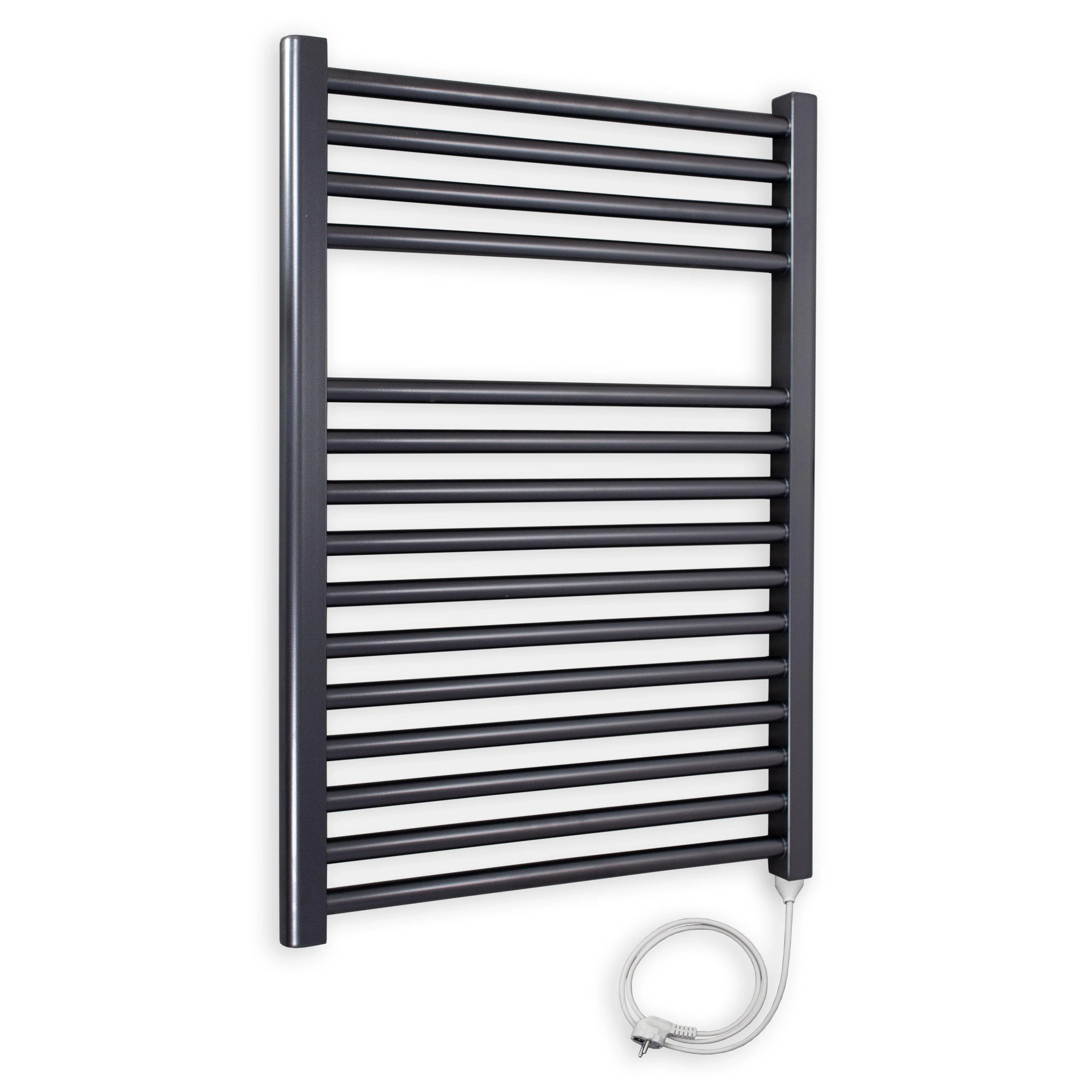 Badheizkörper gerade mit Stecker 764 x 600 anthrazit Elektroheizkörper Handtuchwärmer elektrischer Handtuchhalter Badezimmer Heizung - heizkoerper.shop