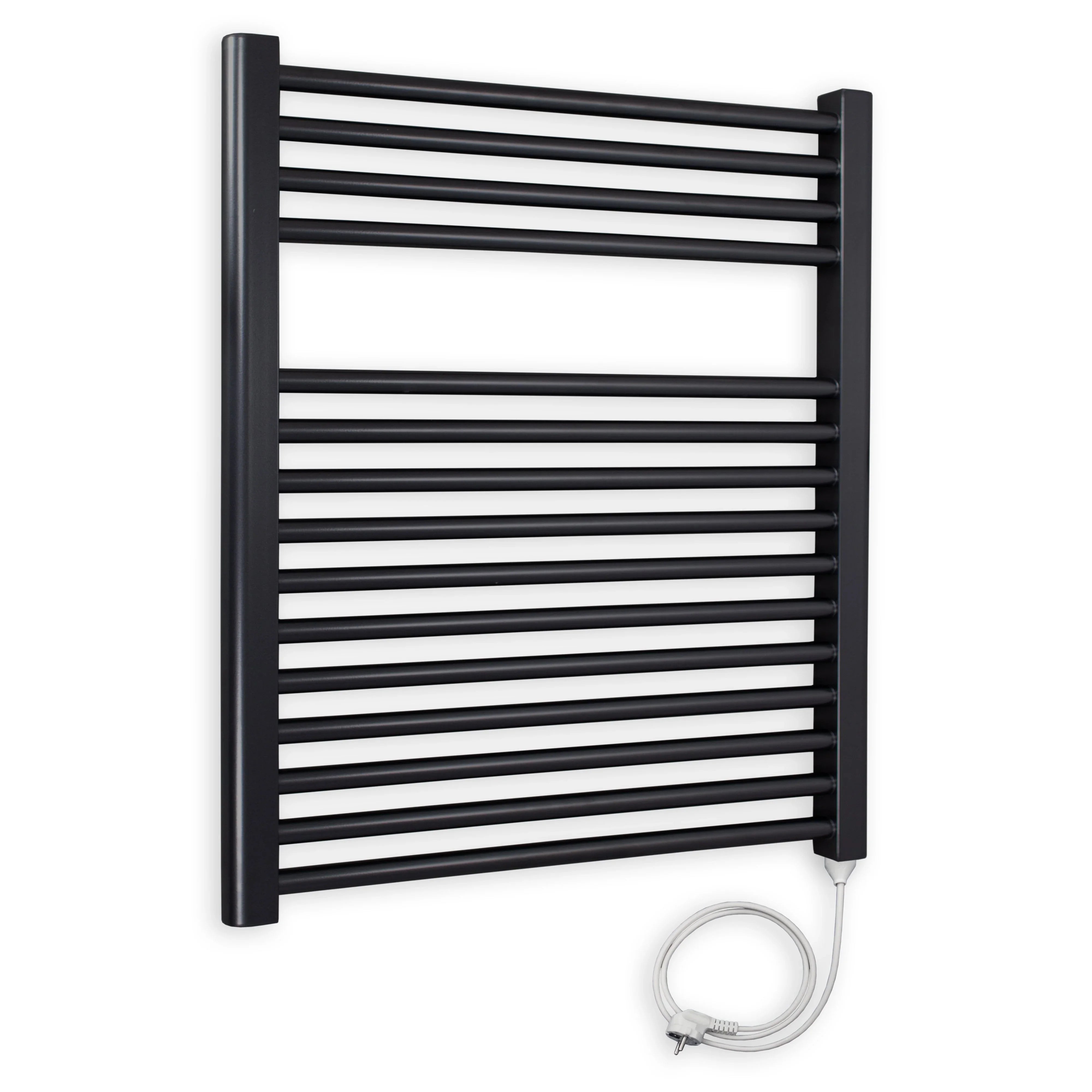 Badheizkörper gerade mit Stecker 764 x 750 schwarz Elektroheizkörper Handtuchwärmer elektrischer Handtuchhalter Badezimmer Heizung - heizkoerper.shop
